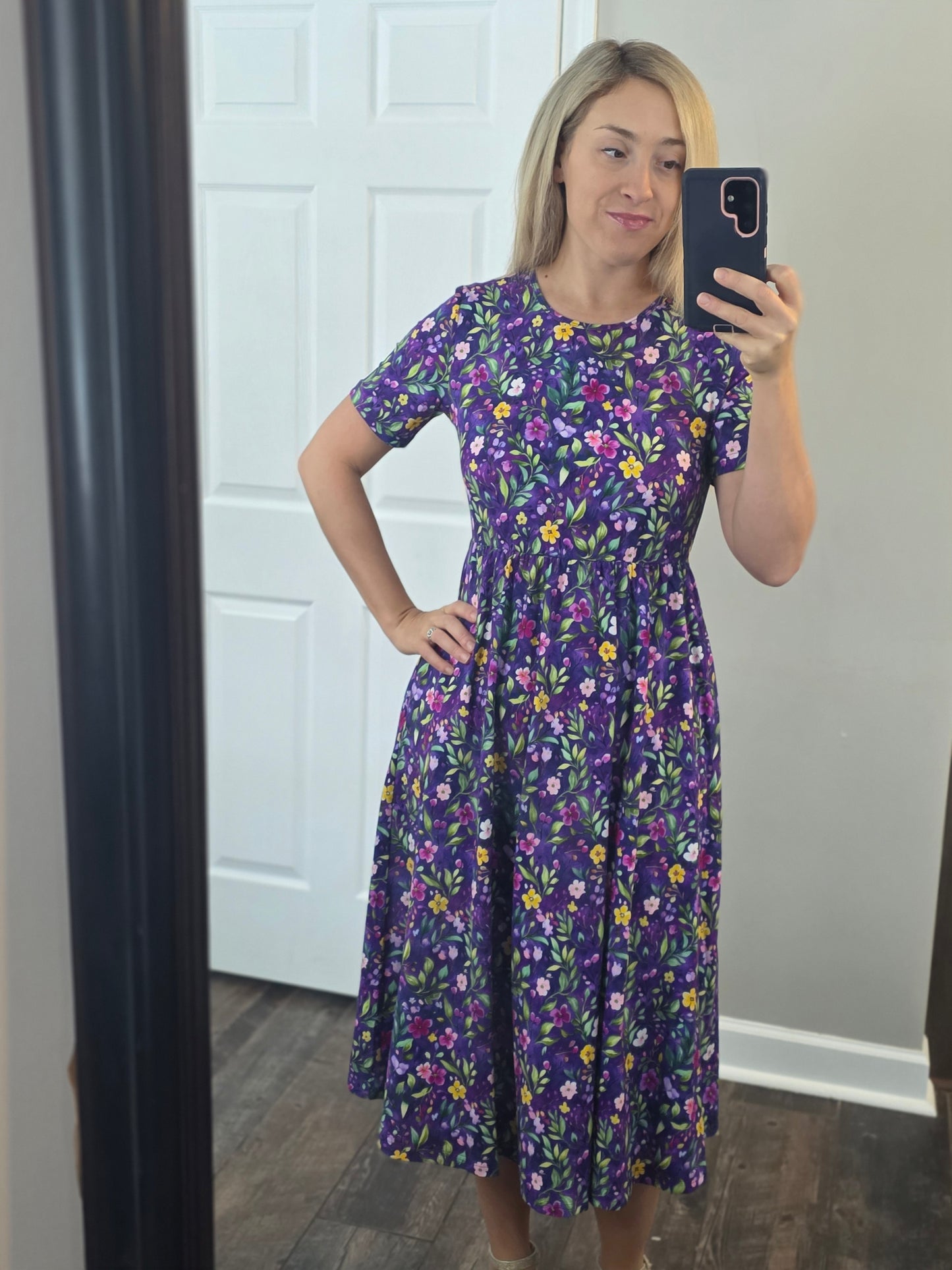 Pre-Order Cotton Violet Blooms Dress