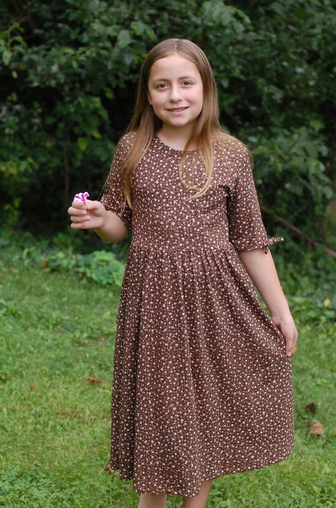 Pre-order Girls Autumn Daisies Cotton Tiered Dress