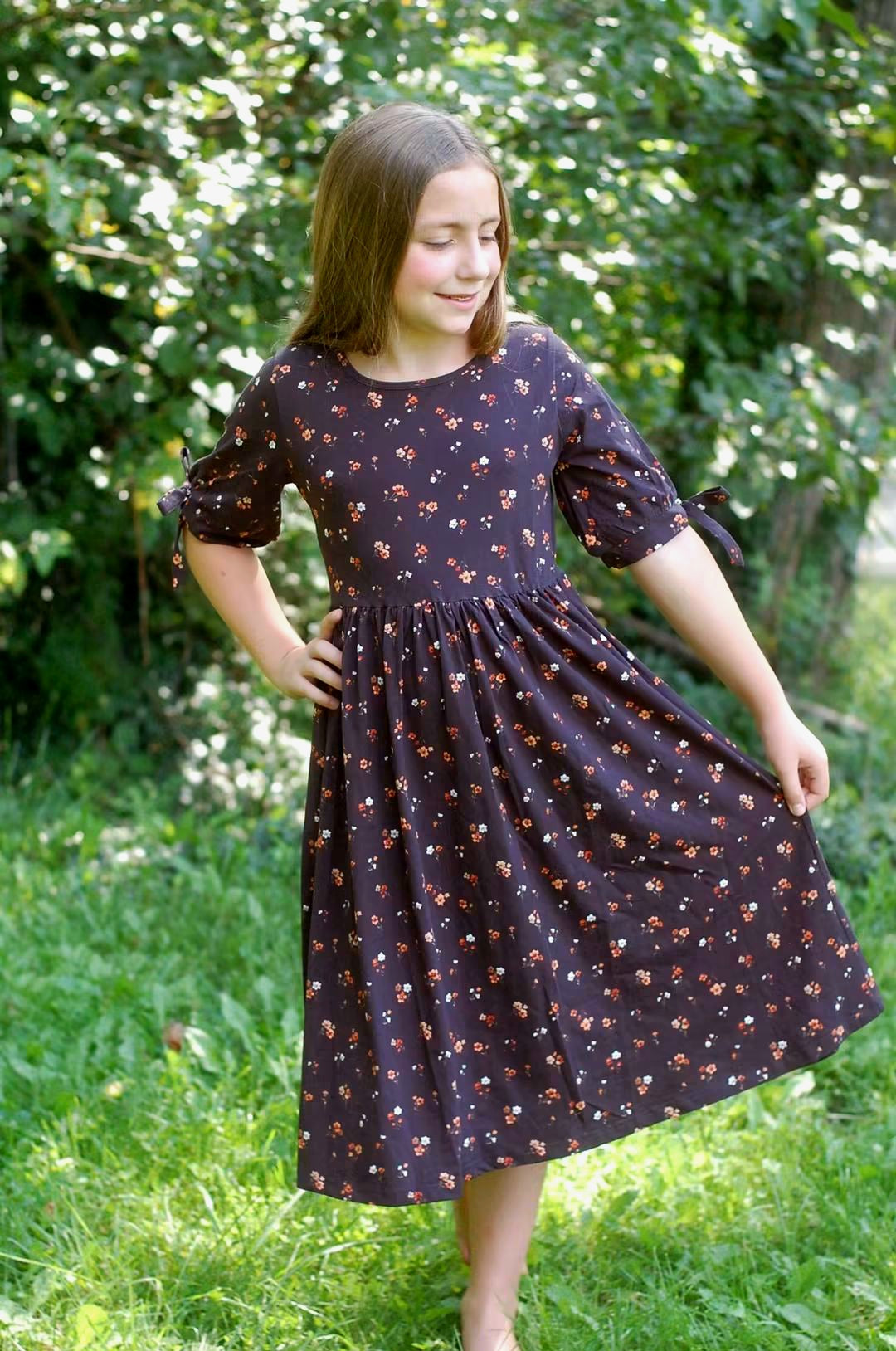 Pre-order Girls Ember Blossom Cotton Tiered Dress