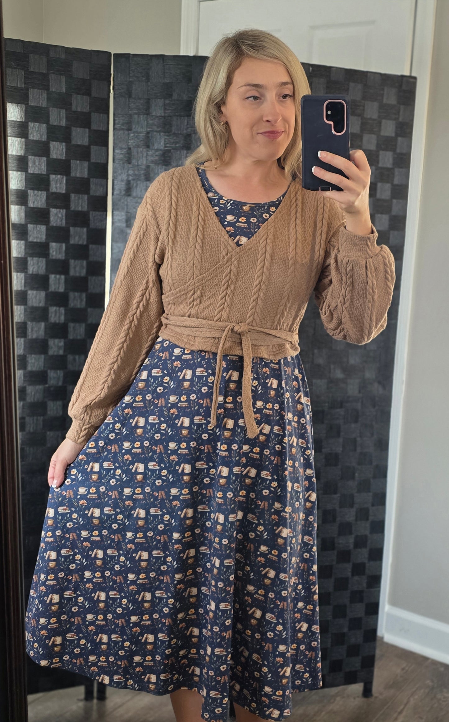 "Novella" Books Print Cotton Twirl Dress