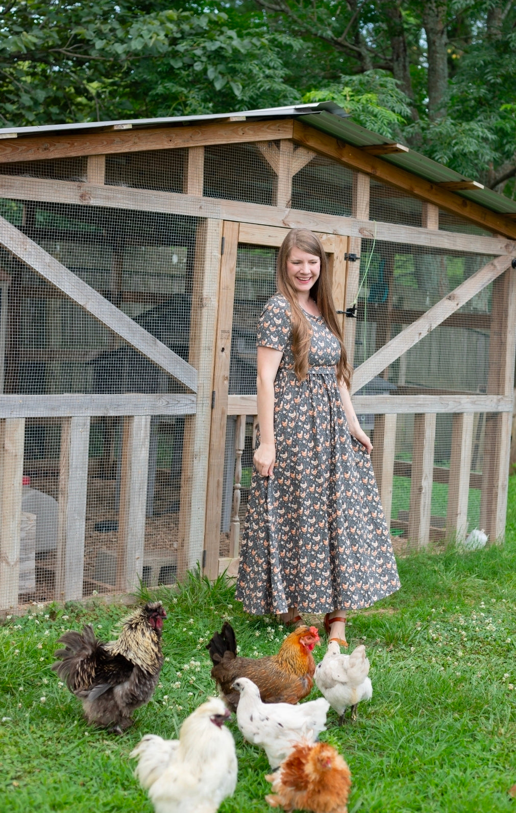 Pre-order "Farmyard Bevy" Cotton Maxi Dress