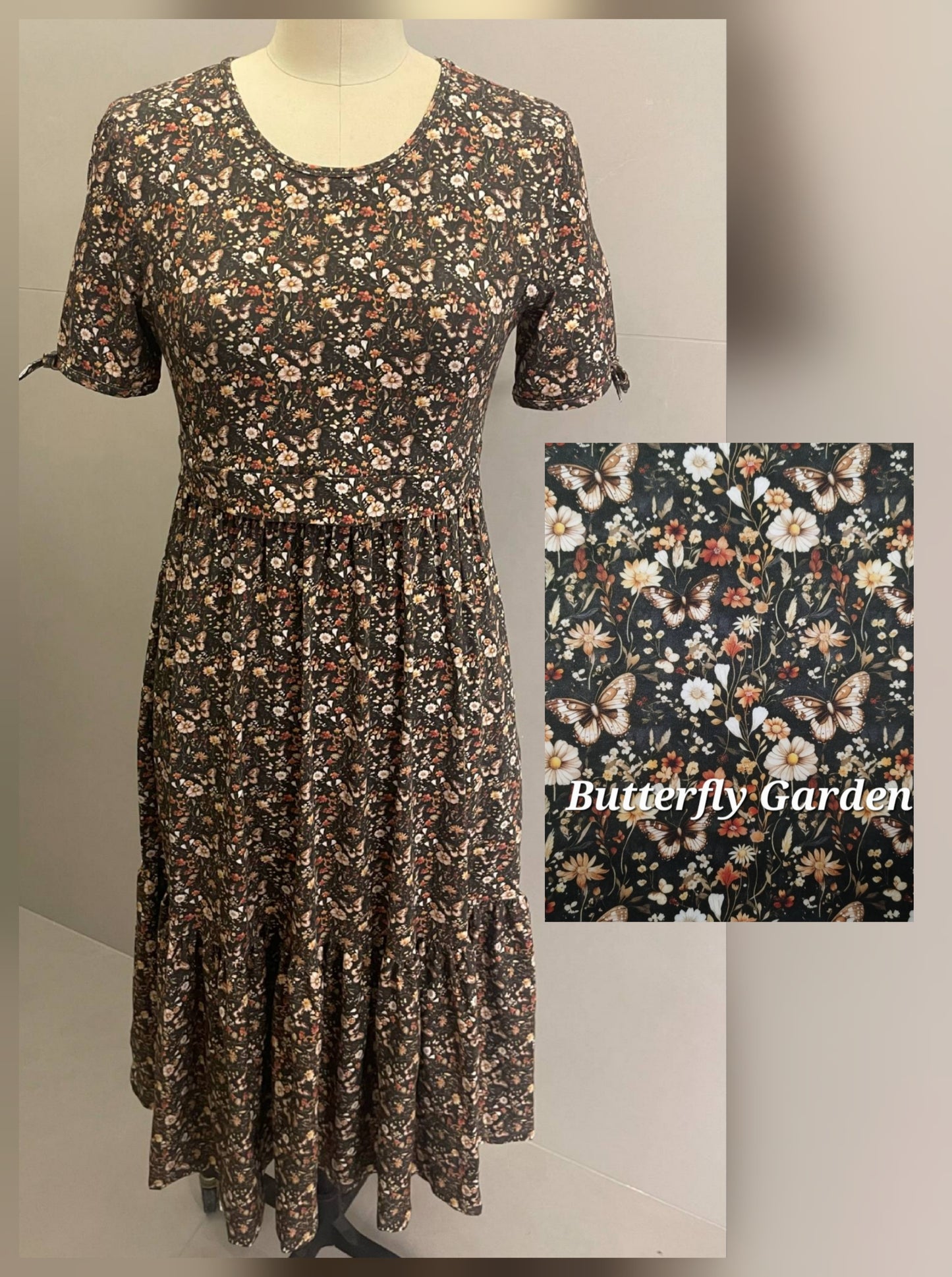Pre-Order Butterfly Garden Tiered Midi Dress