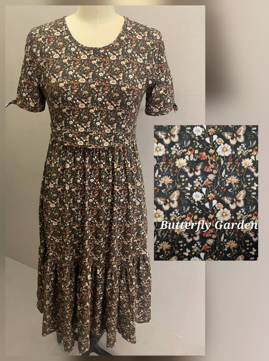 Pre-Order Butterfly Garden Tiered Midi Dress