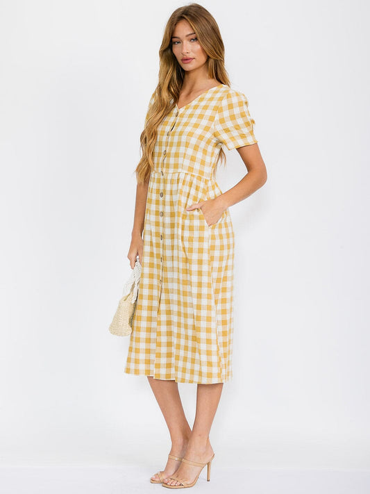 100% Cotton Gingham Dress Nursing Friendly