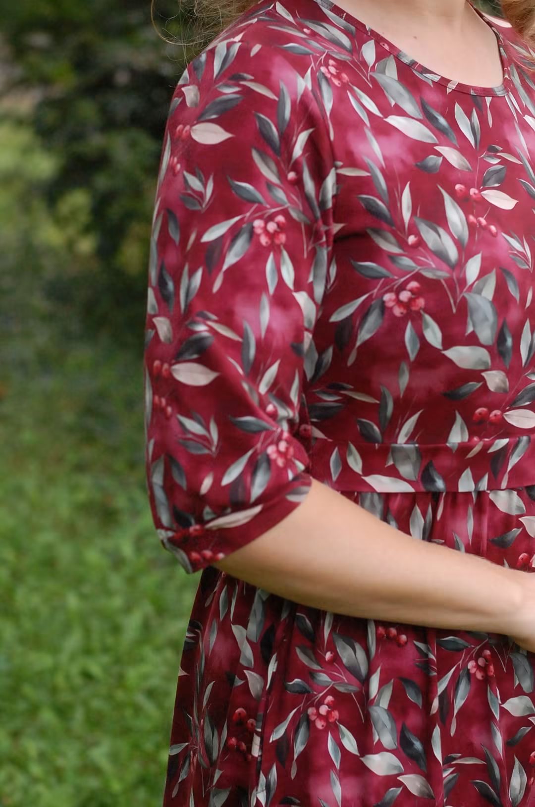 Pre-Order "Winterberry"  Cotton Homestead Ruffle Dress with 3/4 Removable Bow Sleeves