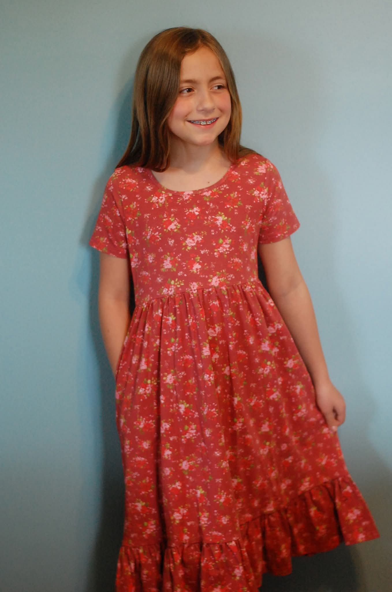 Girls Romantic Blooms Cotton Tiered Dress