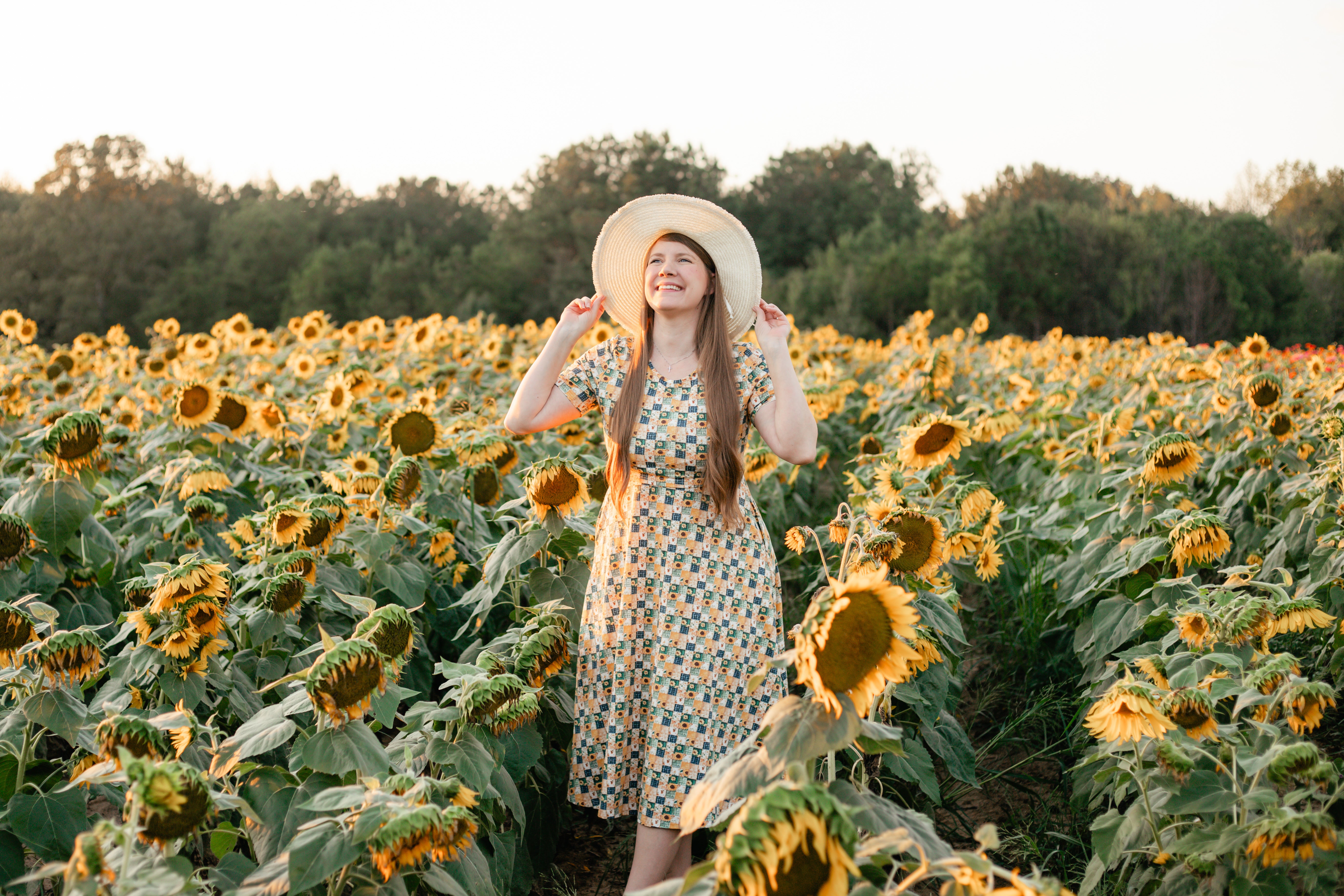 Cotton Sunflower Patchwork Nursing Friendly Twirl Dress