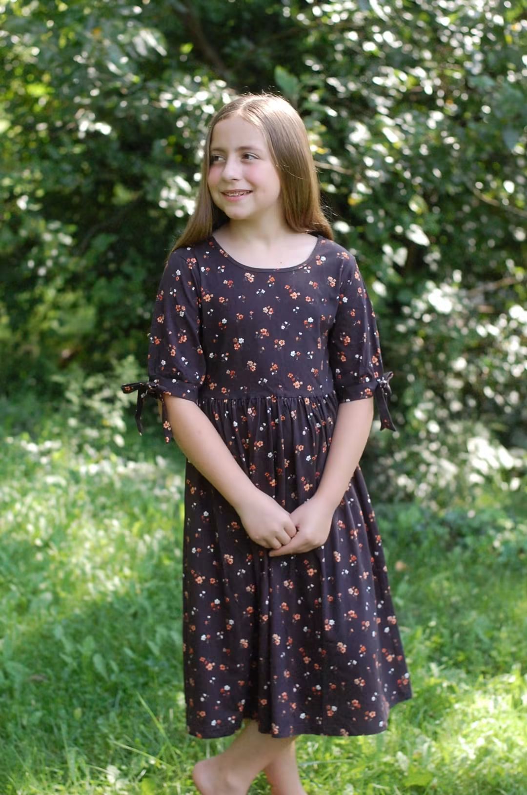 Pre-order Girls Ember Blossom Cotton Tiered Dress