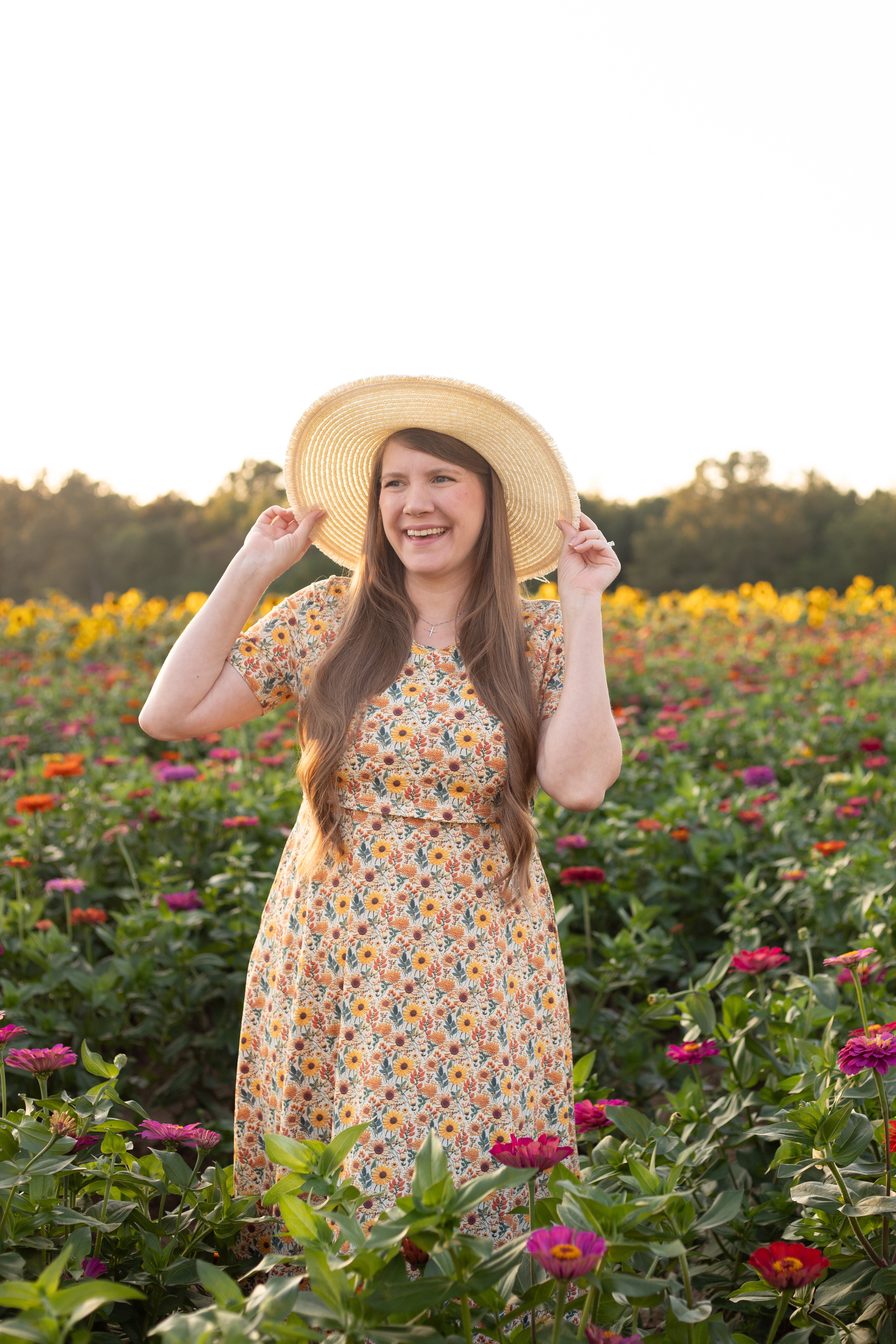 Cotton Sunflower  Floral Nursing Friendly Twirl Dress