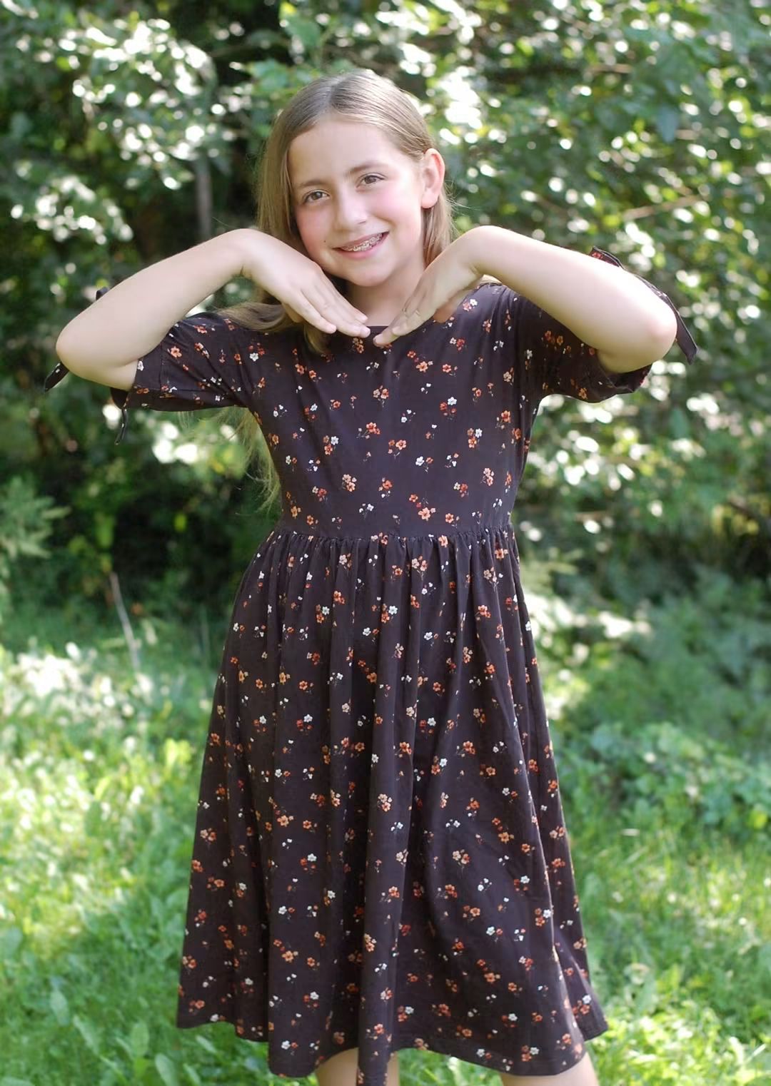 Pre-order Girls Ember Blossom Cotton Tiered Dress