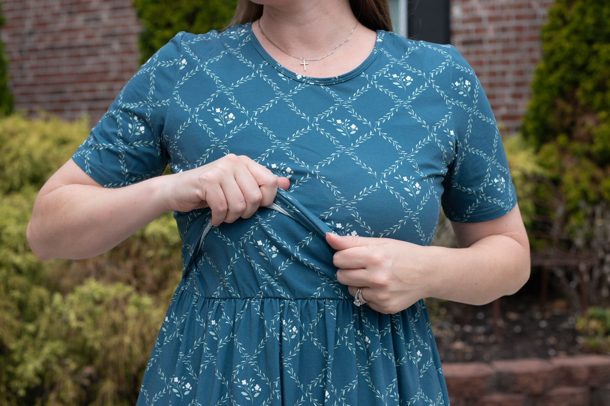Pre-Order "Noel"  Midi Dress with Natural Waist Bodice