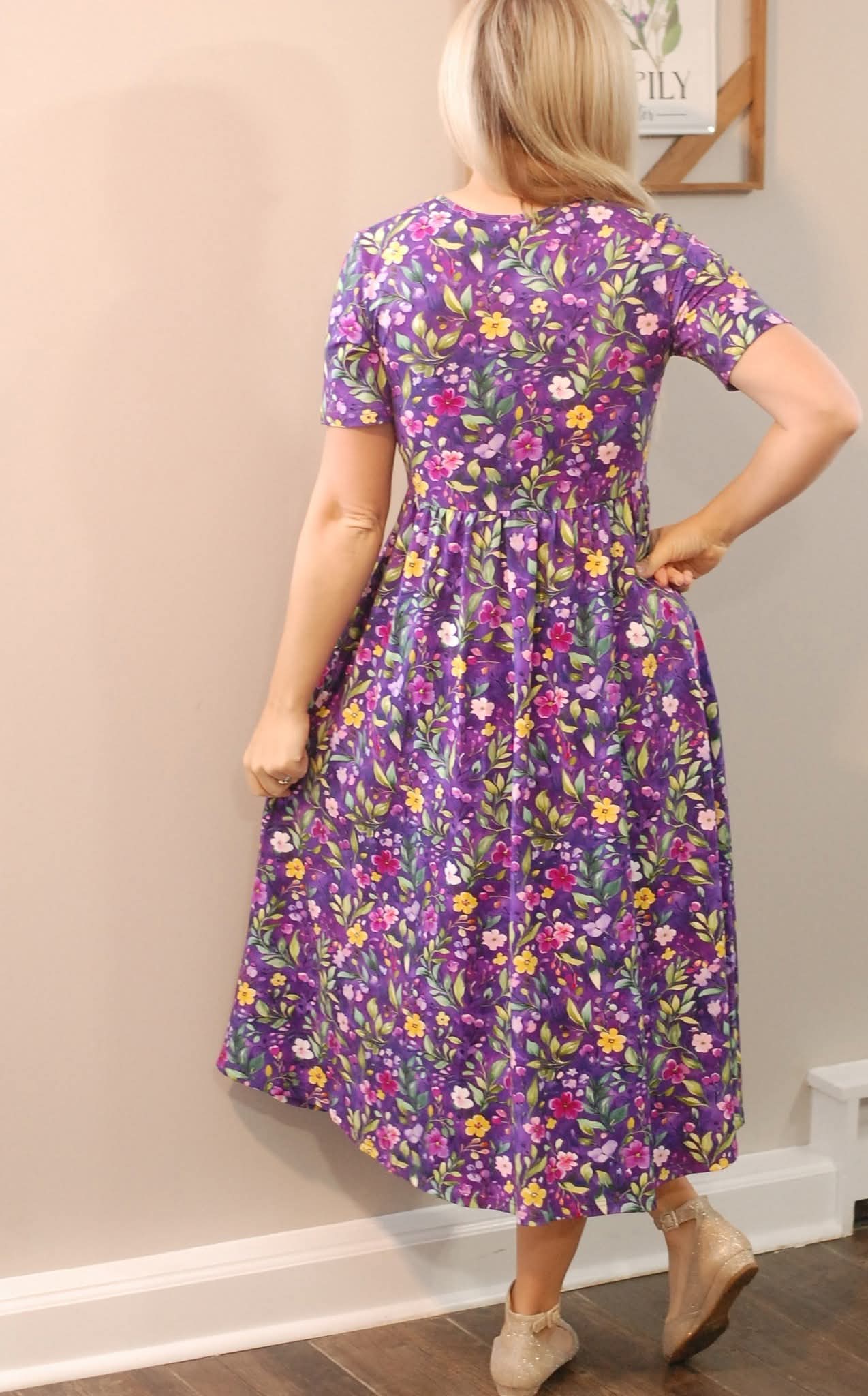 Pre-Order Cotton Violet Blooms Dress