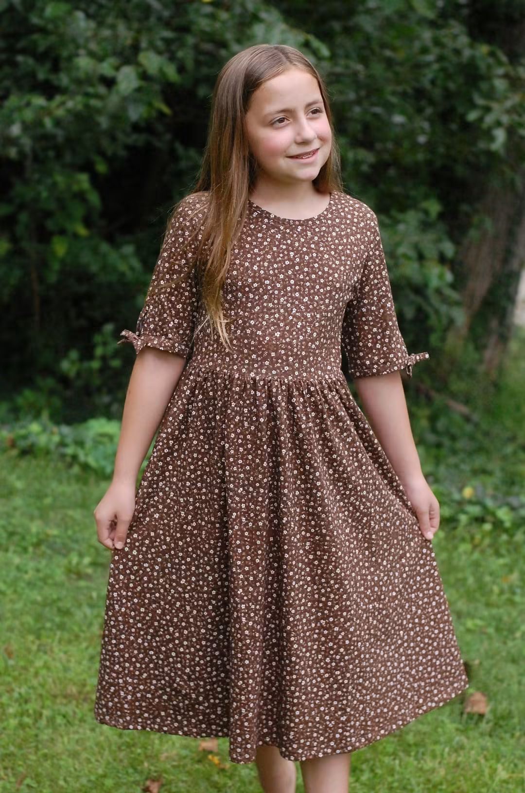 Pre-order Girls Autumn Daisies Cotton Tiered Dress