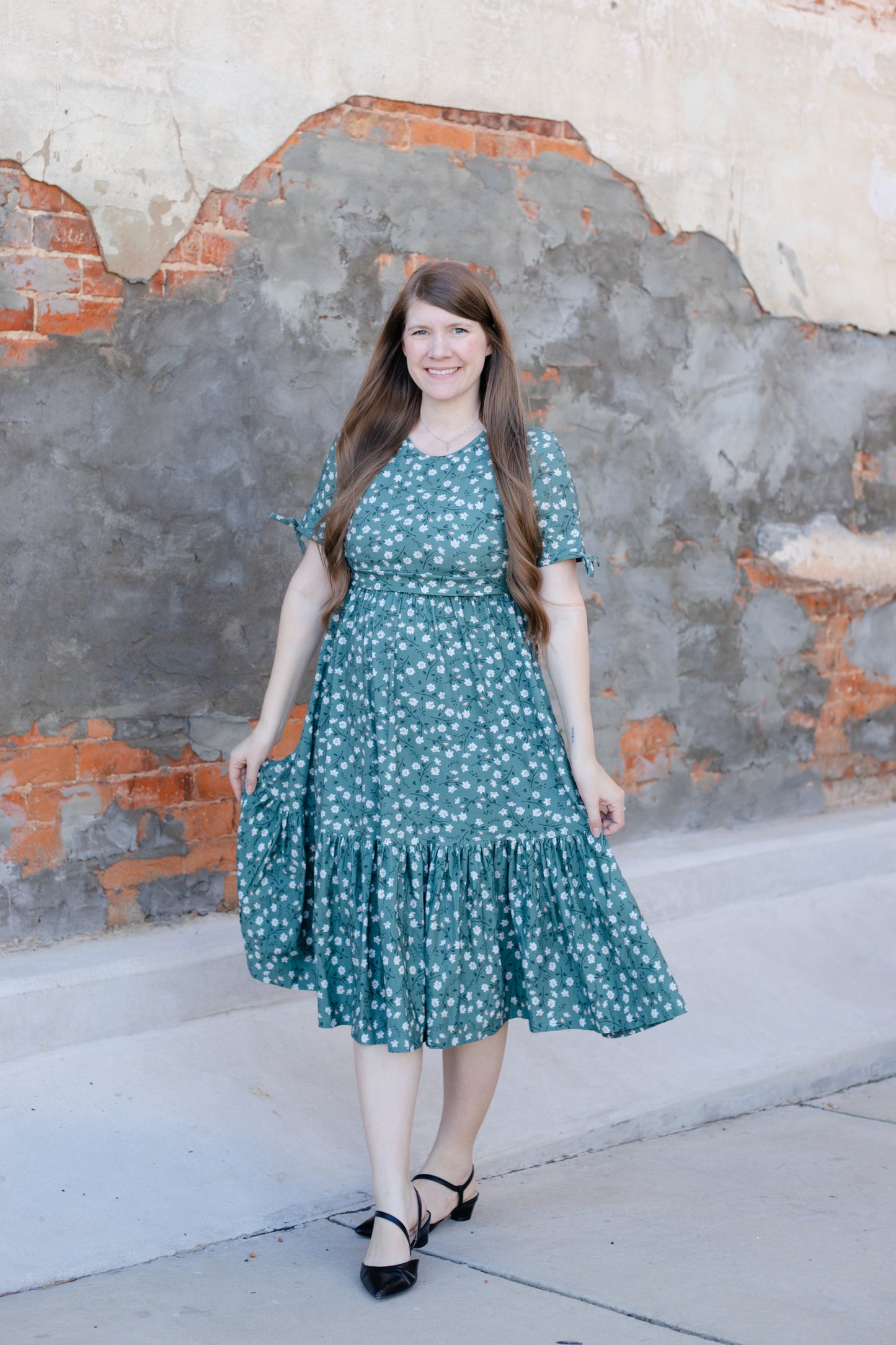 Daisy Blooms Cotton Tiered Midi Dress