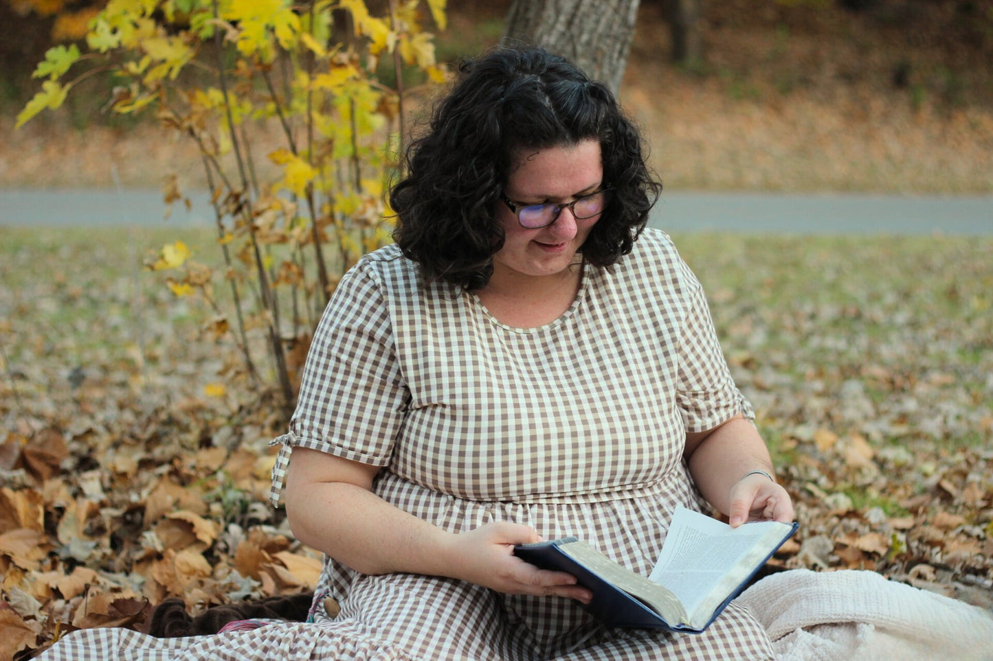 Brown Gingham Cotton Tiered Midi Dress