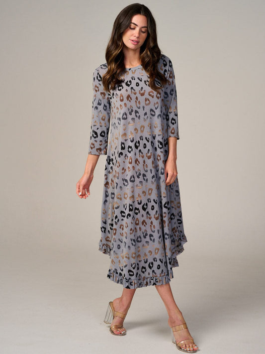 Leopard Print Comfy Dress with Ruffle