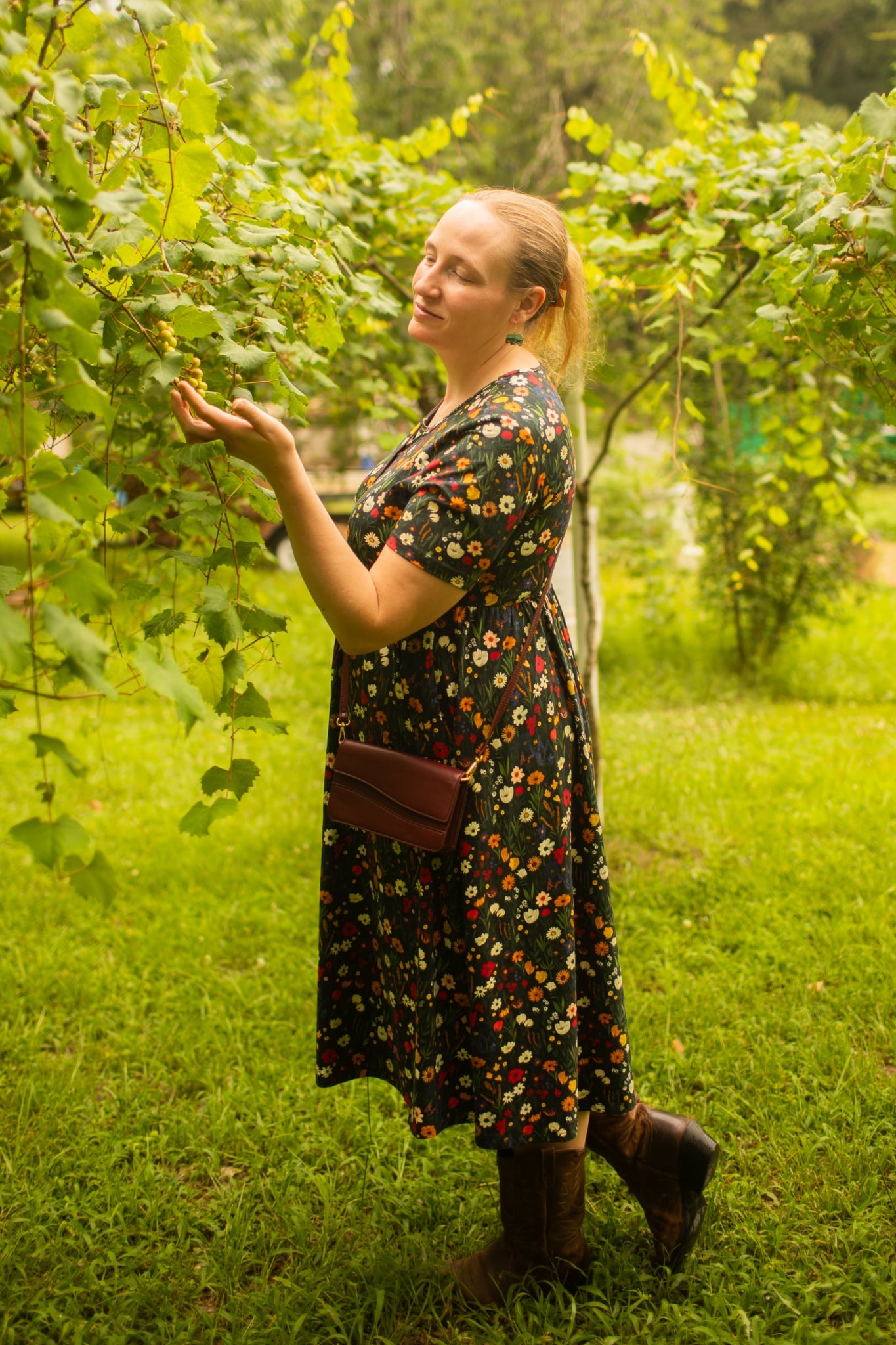 Pre-order "Midnight Wildflower"  Cotton Homestead Midi Dress