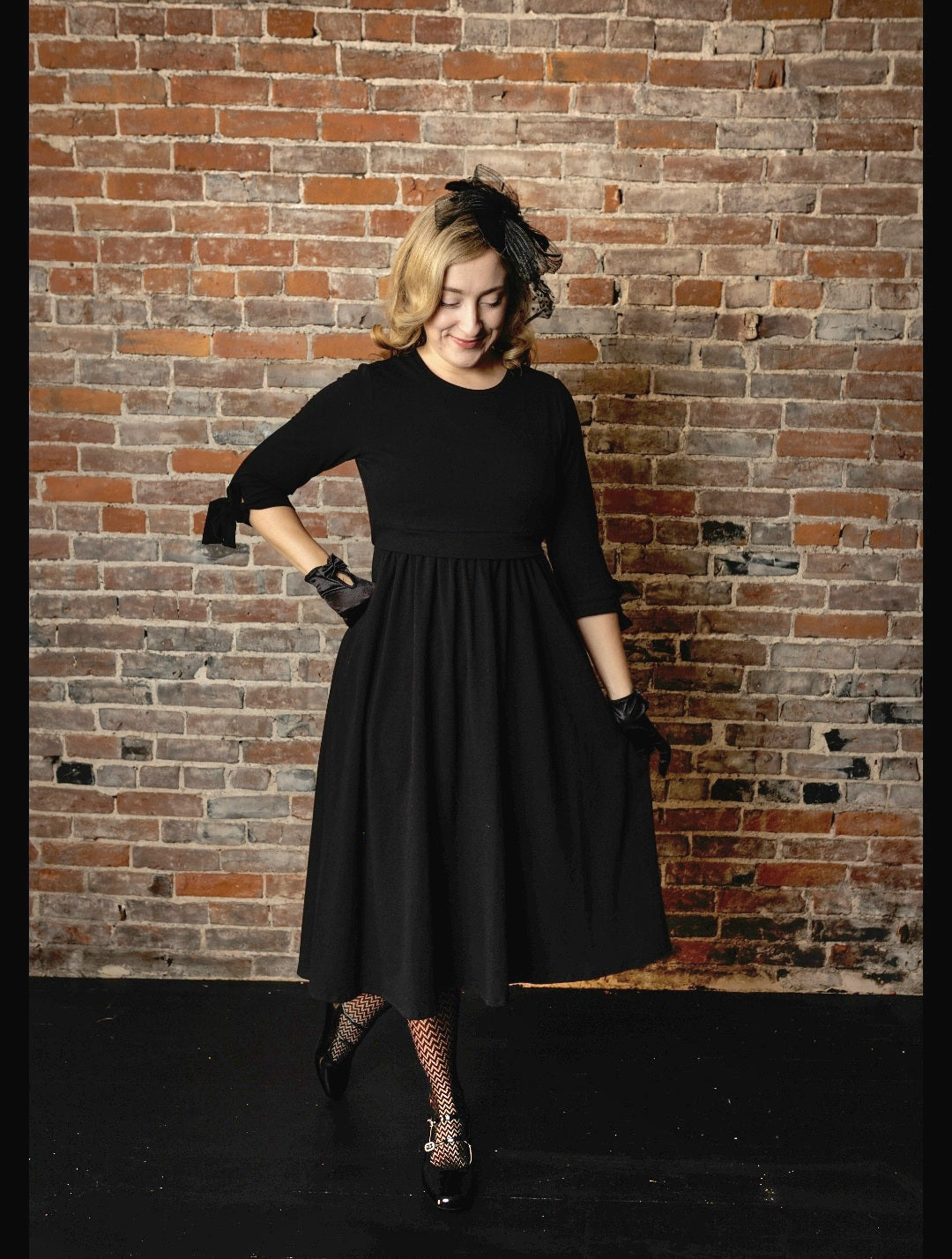 Little Black Bow Sleeve Dress Nursing and Maternity Friendly