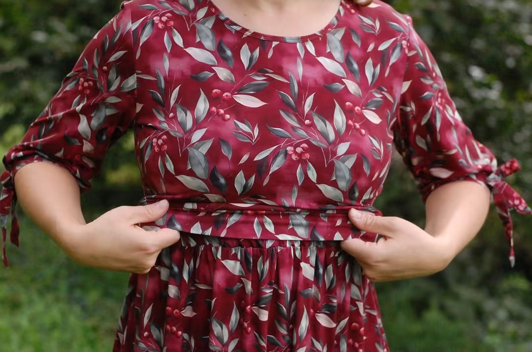 Pre-Order "Winterberry"  Cotton Homestead Ruffle Dress with 3/4 Removable Bow Sleeves