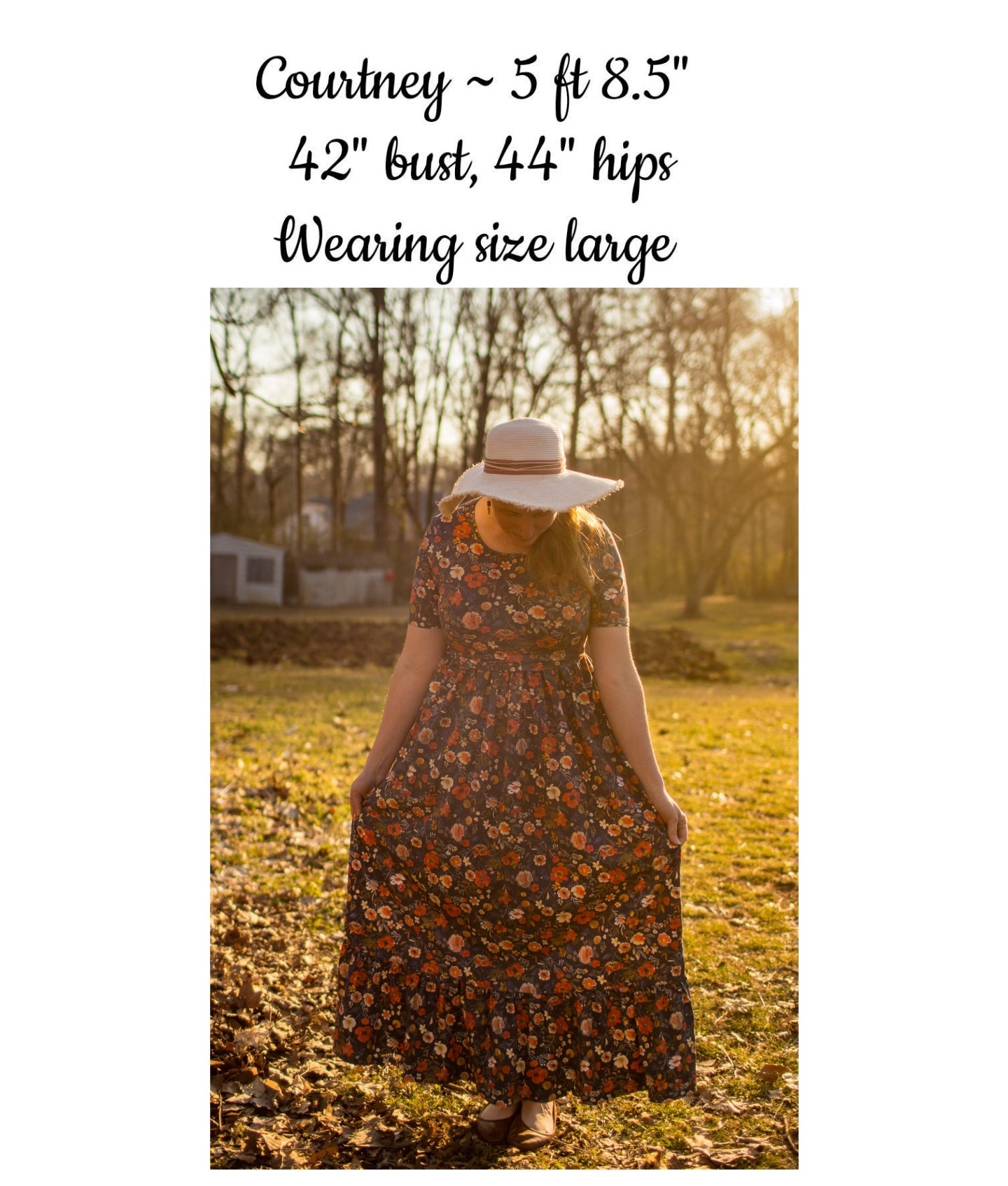 Antique Floral Prairie Style Cotton Maxi Dress with Natural Waist Bodice Nursing Friendly