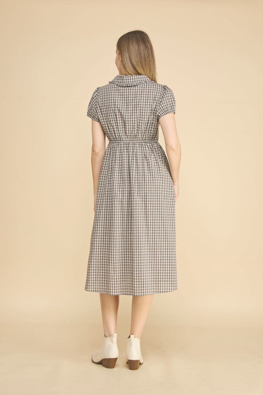 Pre-Order Navy Gingham Dress with Buttons