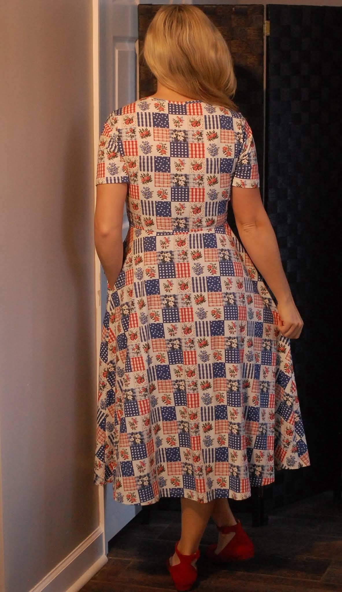 Patriotic Patchwork Cotton Twirl Dress Nursing Friendly