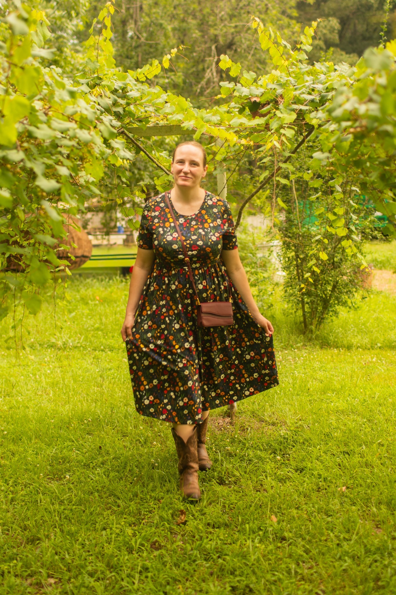 Pre-order "Midnight Wildflower"  Cotton Homestead Midi Dress