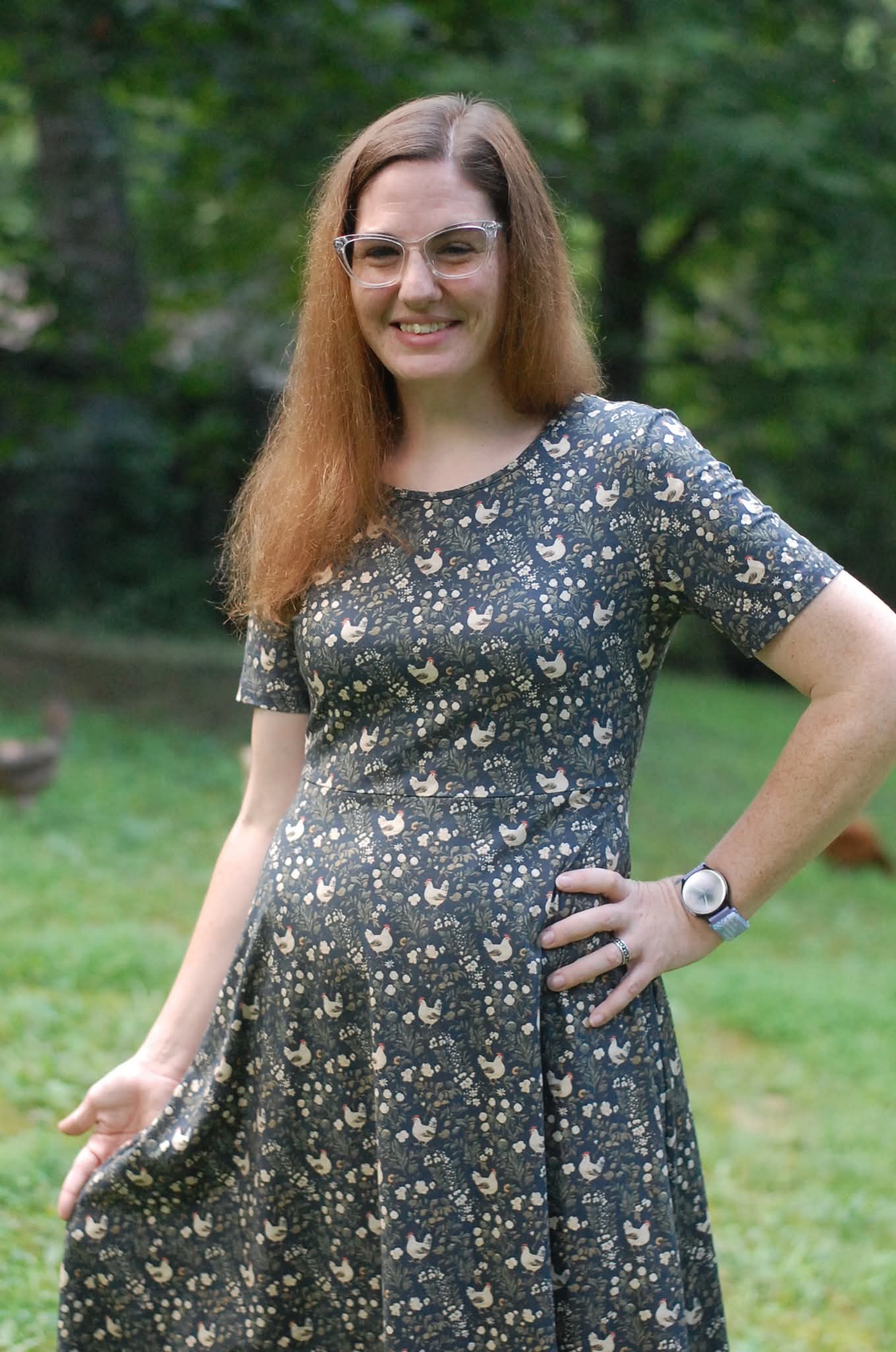 Cotton Chicken Print Twirl Dress