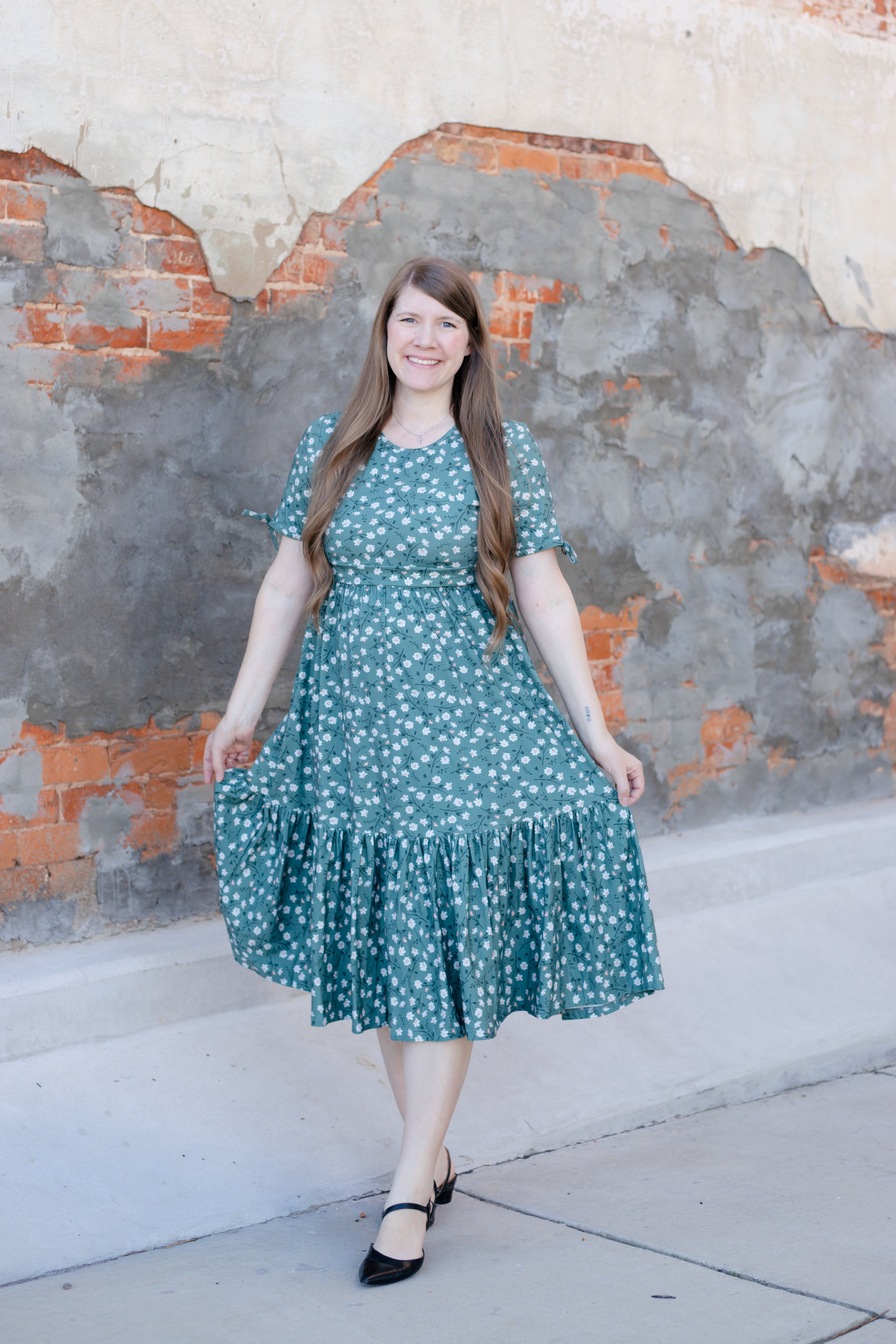 Daisy Blooms Cotton Tiered Midi Dress