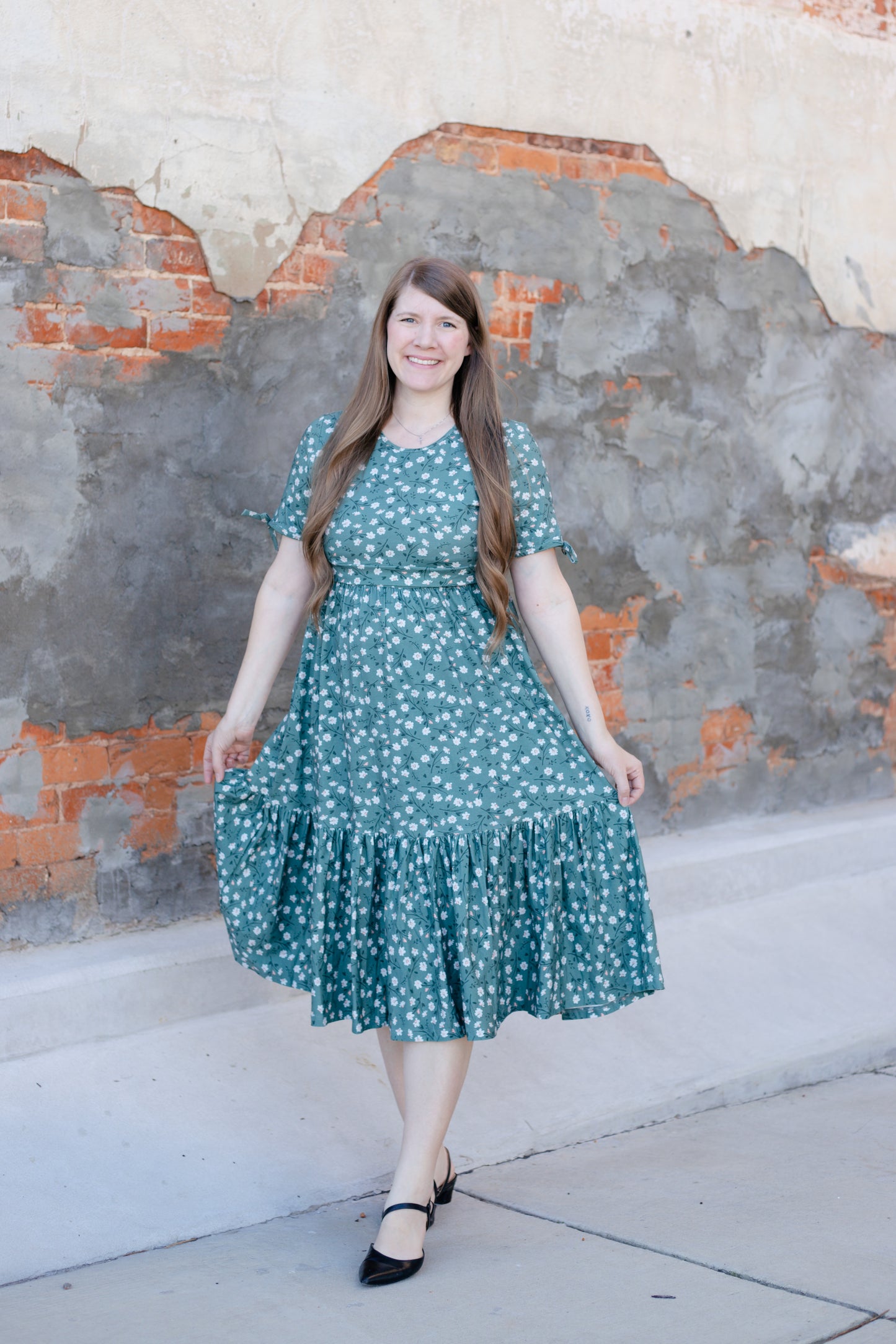 Daisy Blooms Cotton Tiered Midi Dress