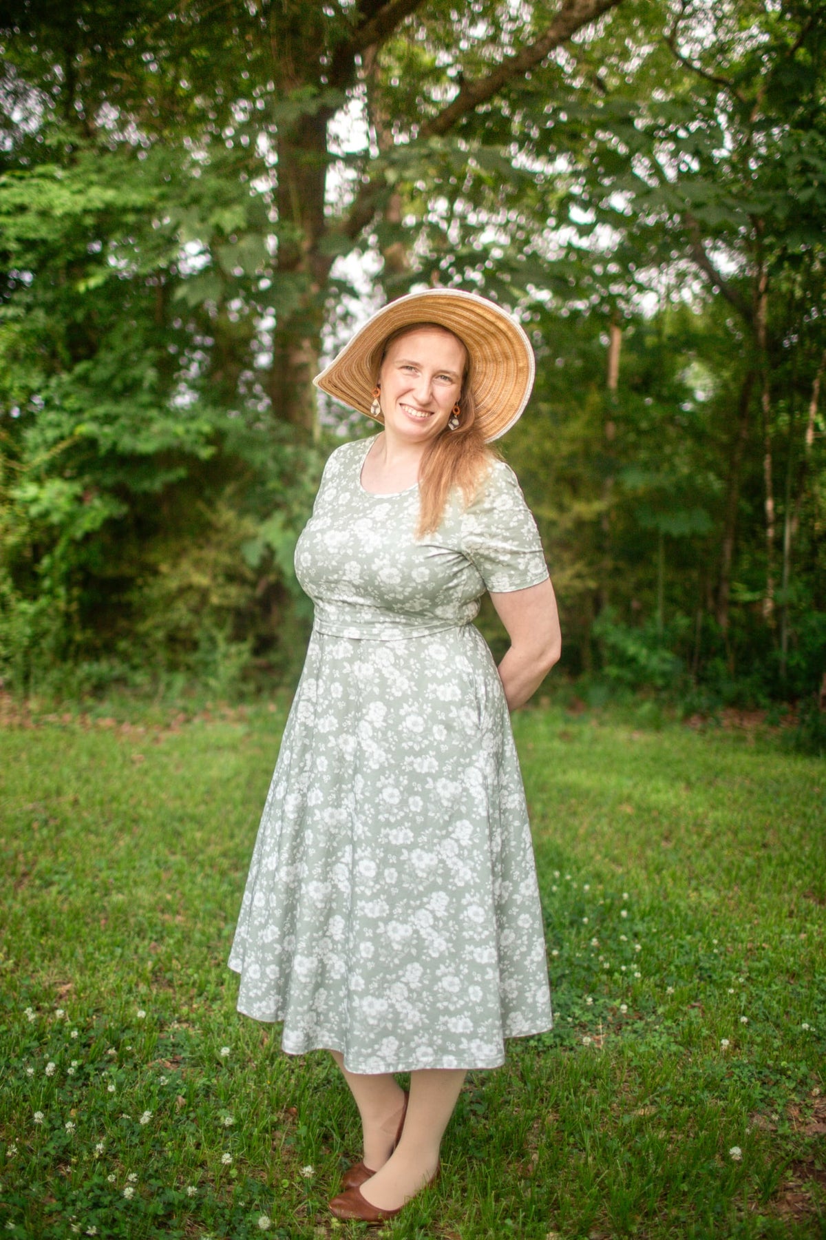 Sage Blossom Cotton Twirl Dress