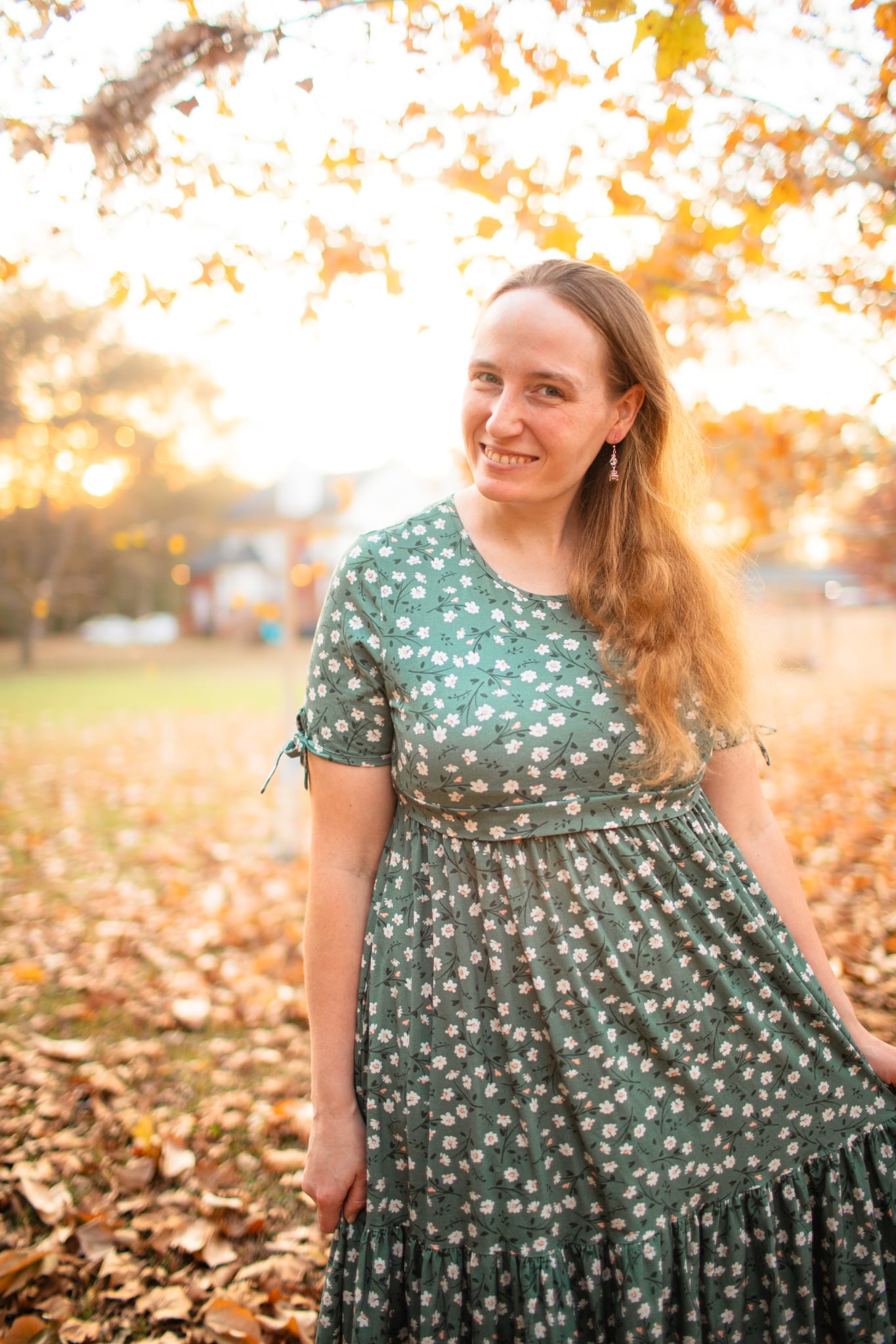 Daisy Blooms Cotton Tiered Midi Dress