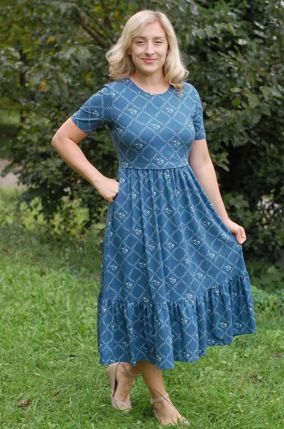 Pre-Order "Noel"  Midi Dress with Natural Waist Bodice