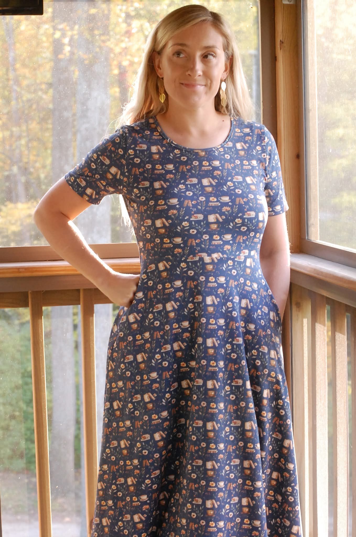 "Novella" Books Print Cotton Twirl Dress