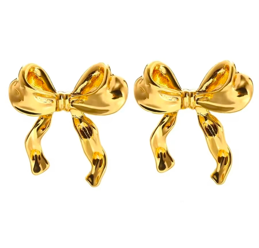 Gold Bow Earrings