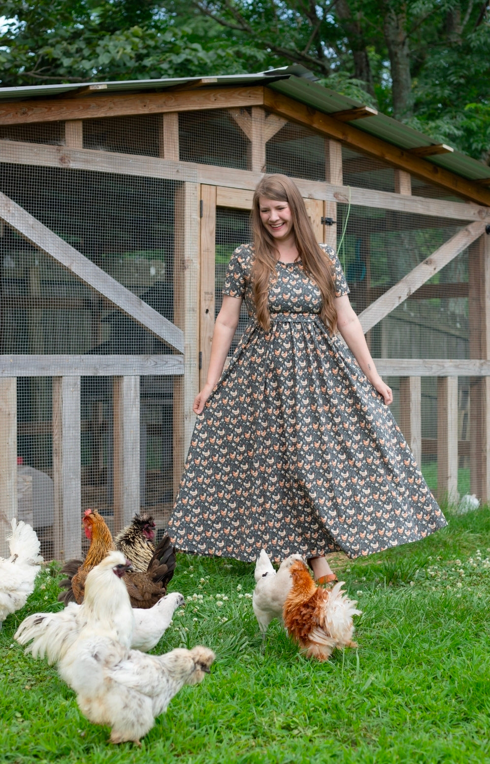 Pre-order "Farmyard Bevy" Cotton Maxi Dress