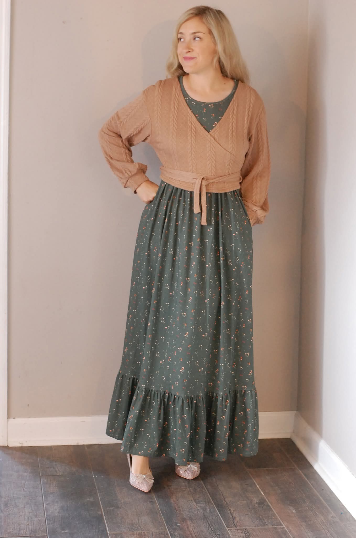 forest blooms shirt dress Forest Green Floral Print Cotton Maxi Dress - Shirt Dresses