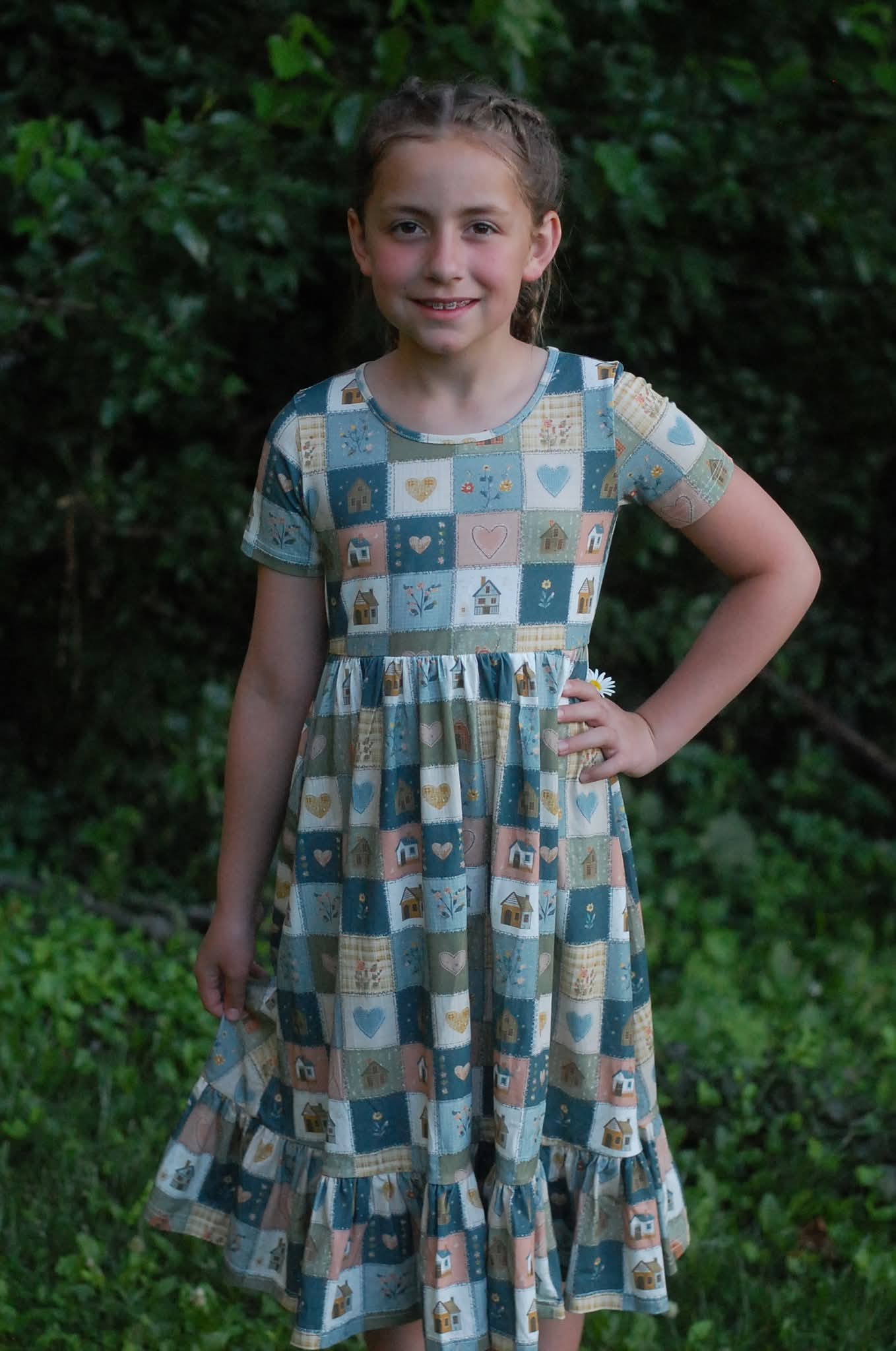 Pre-order Girls "Storybook Cottage" Cotton Tiered Dress