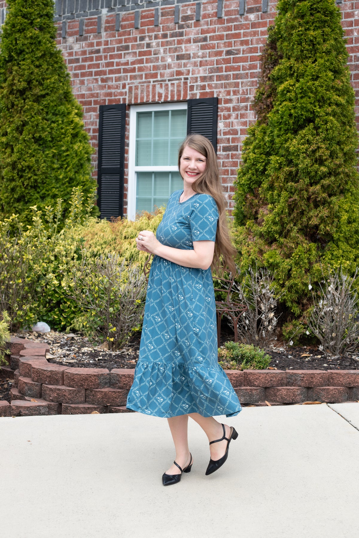 Pre-Order "Noel"  Midi Dress with Natural Waist Bodice