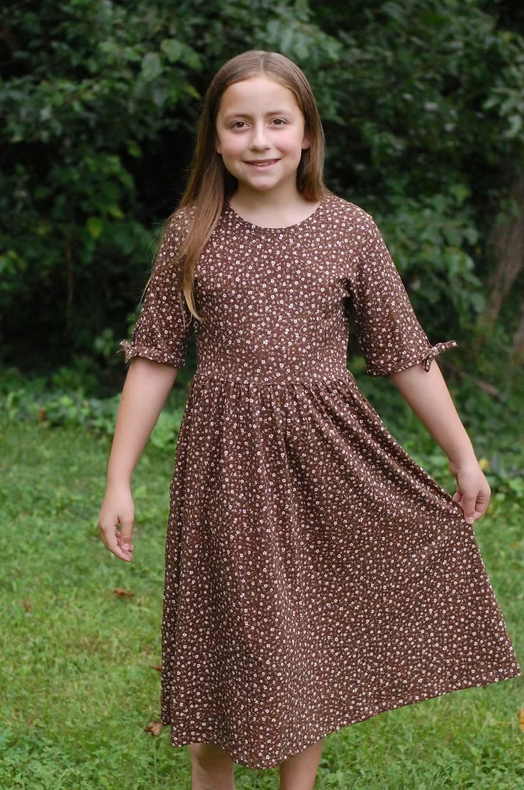 Pre-order Girls Autumn Daisies Cotton Tiered Dress