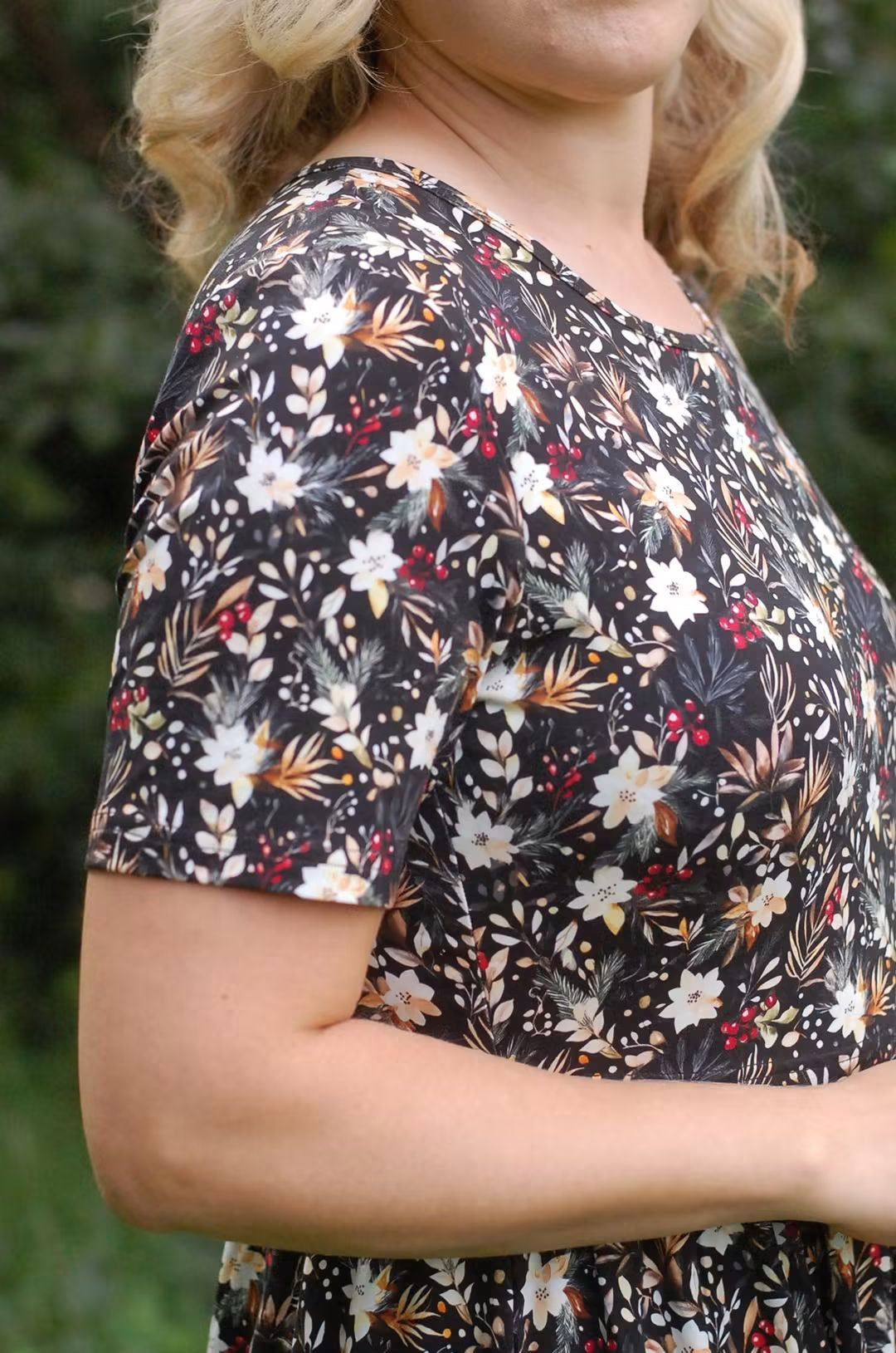 Pre-Order "Festive Flora"  Cotton Maxi Dress with Natural Waist Bodice