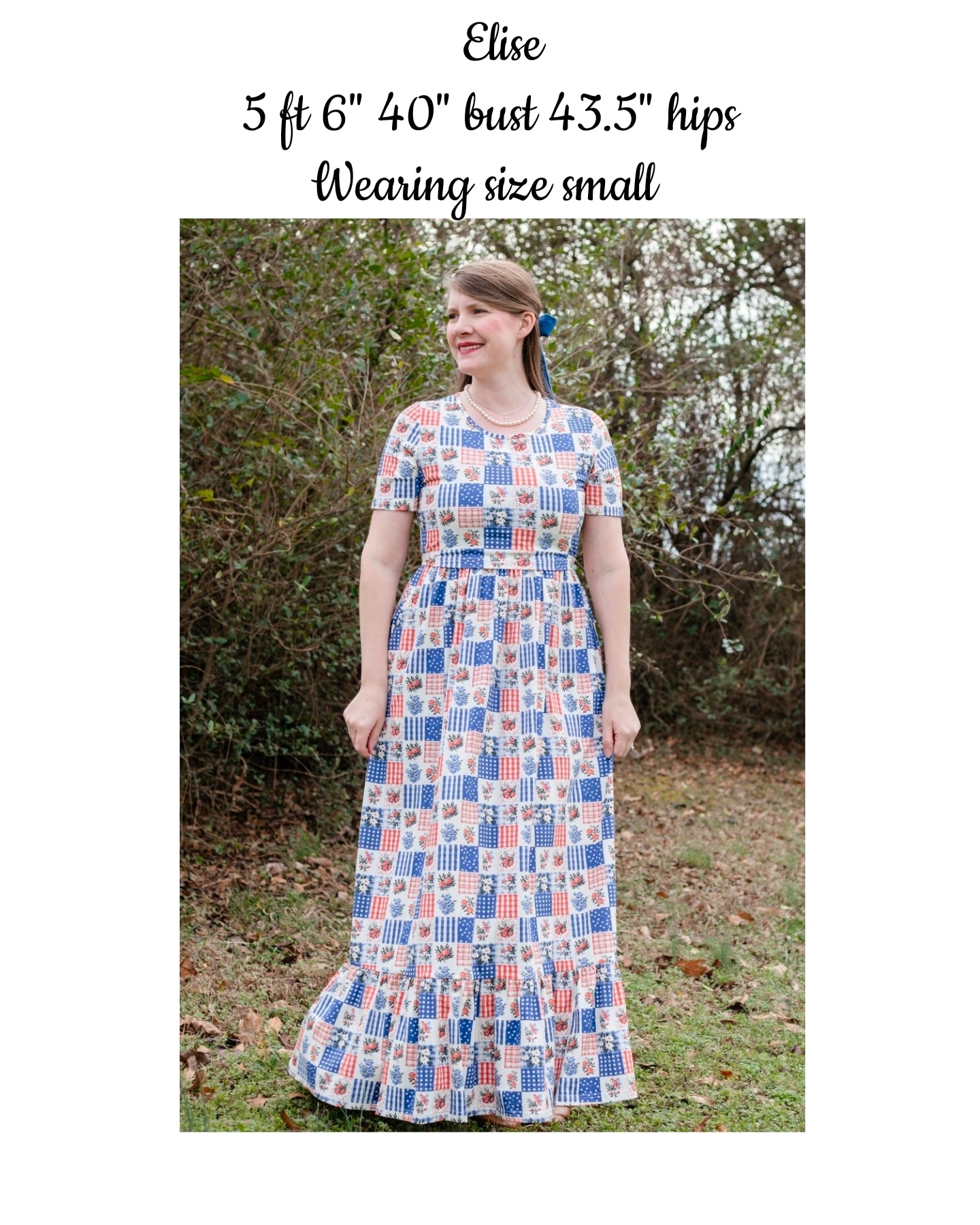 Patriotic Patchwork Prairie Style Cotton Maxi Dress with Natural Waist Bodice Nursing Friendly