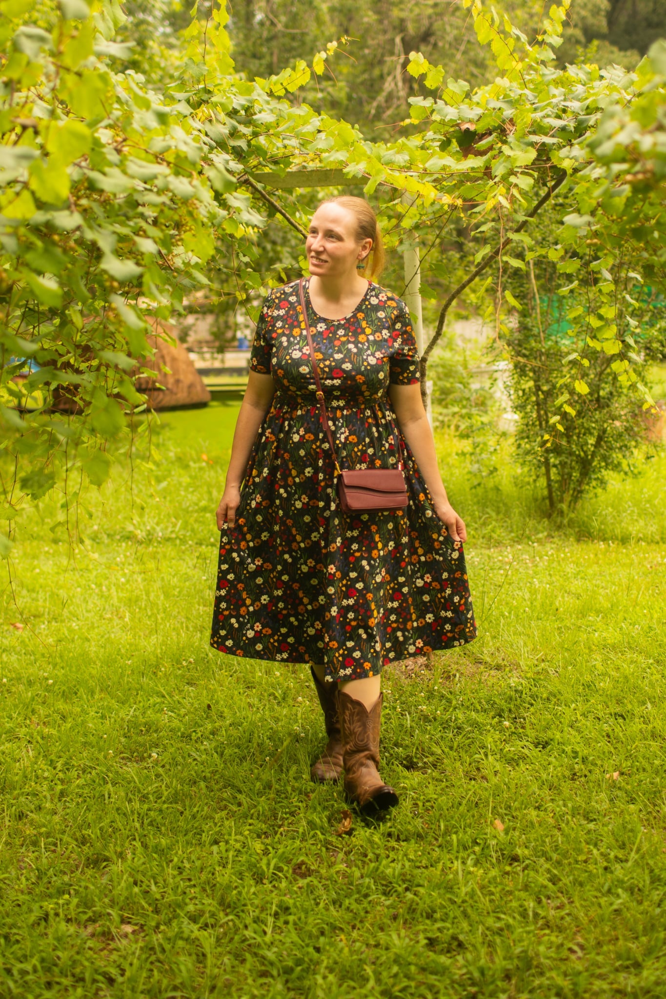 Pre-order "Midnight Wildflower"  Cotton Homestead Midi Dress