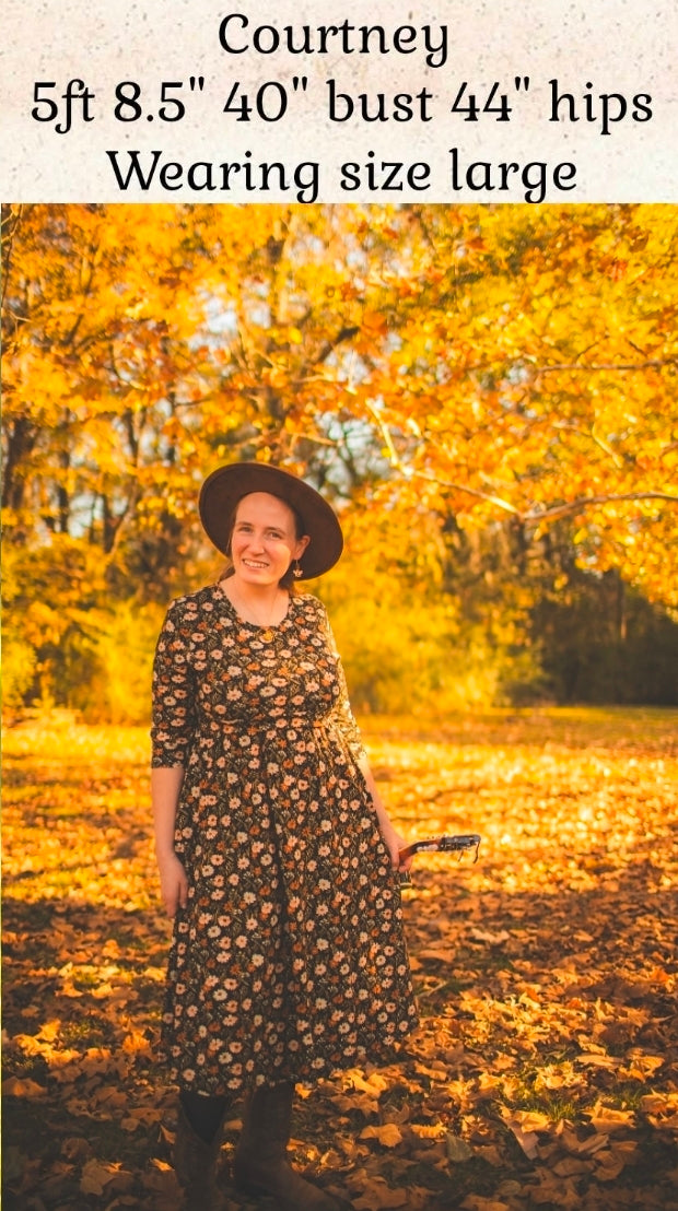 Autumn Blooms Cotton Homestead Midi Dress