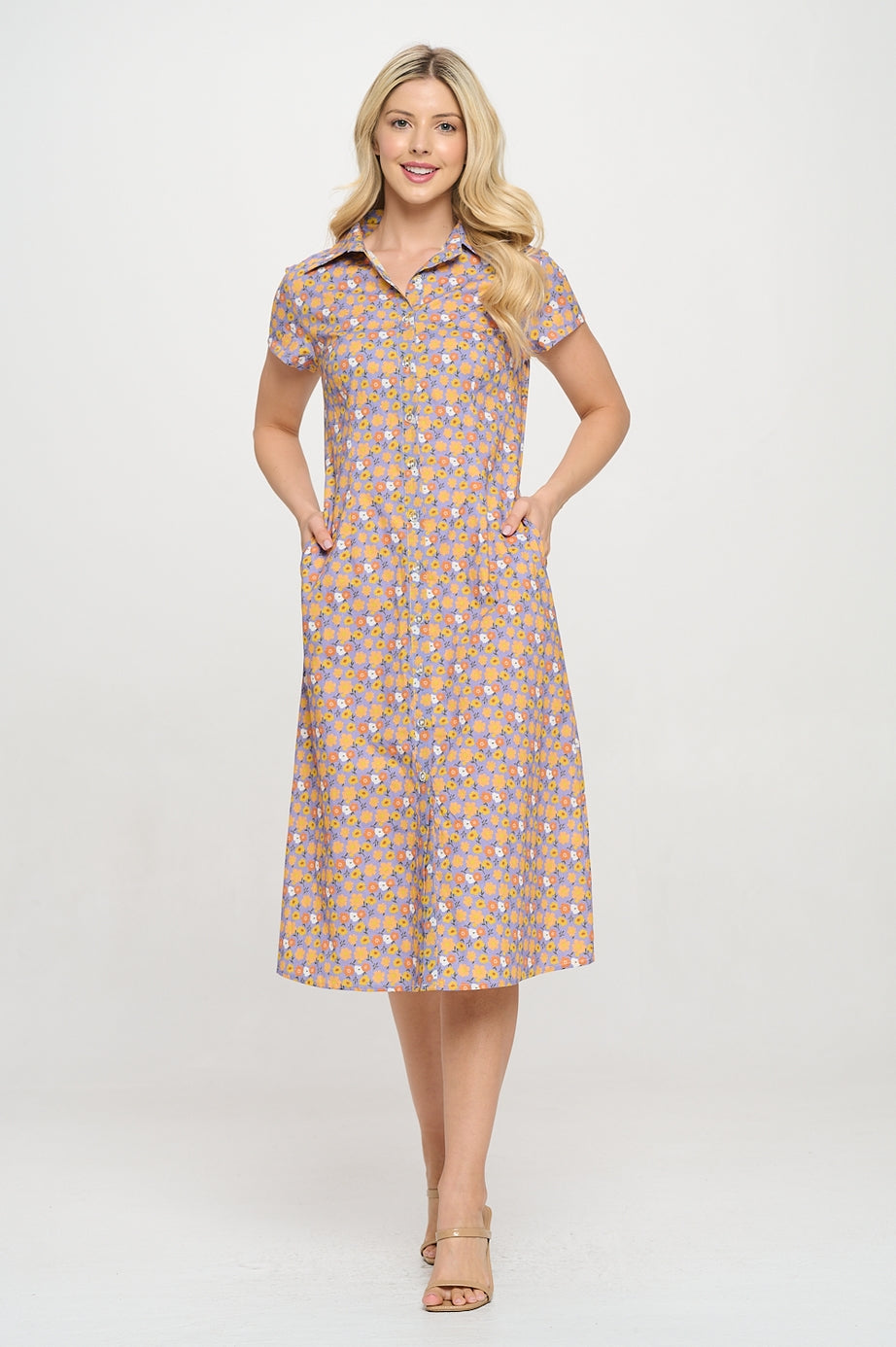Pre-Order 100% Cotton Floral Dress with Buttons