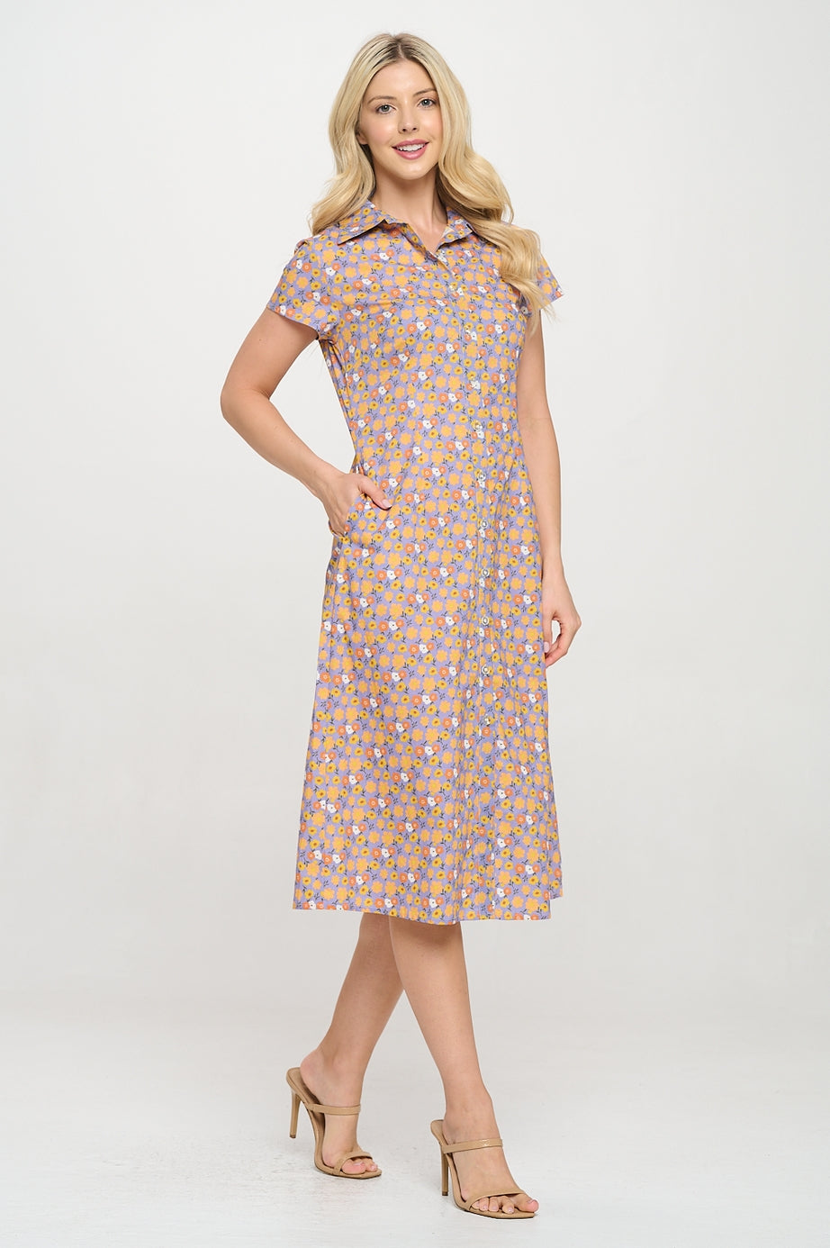Pre-Order 100% Cotton Floral Dress with Buttons