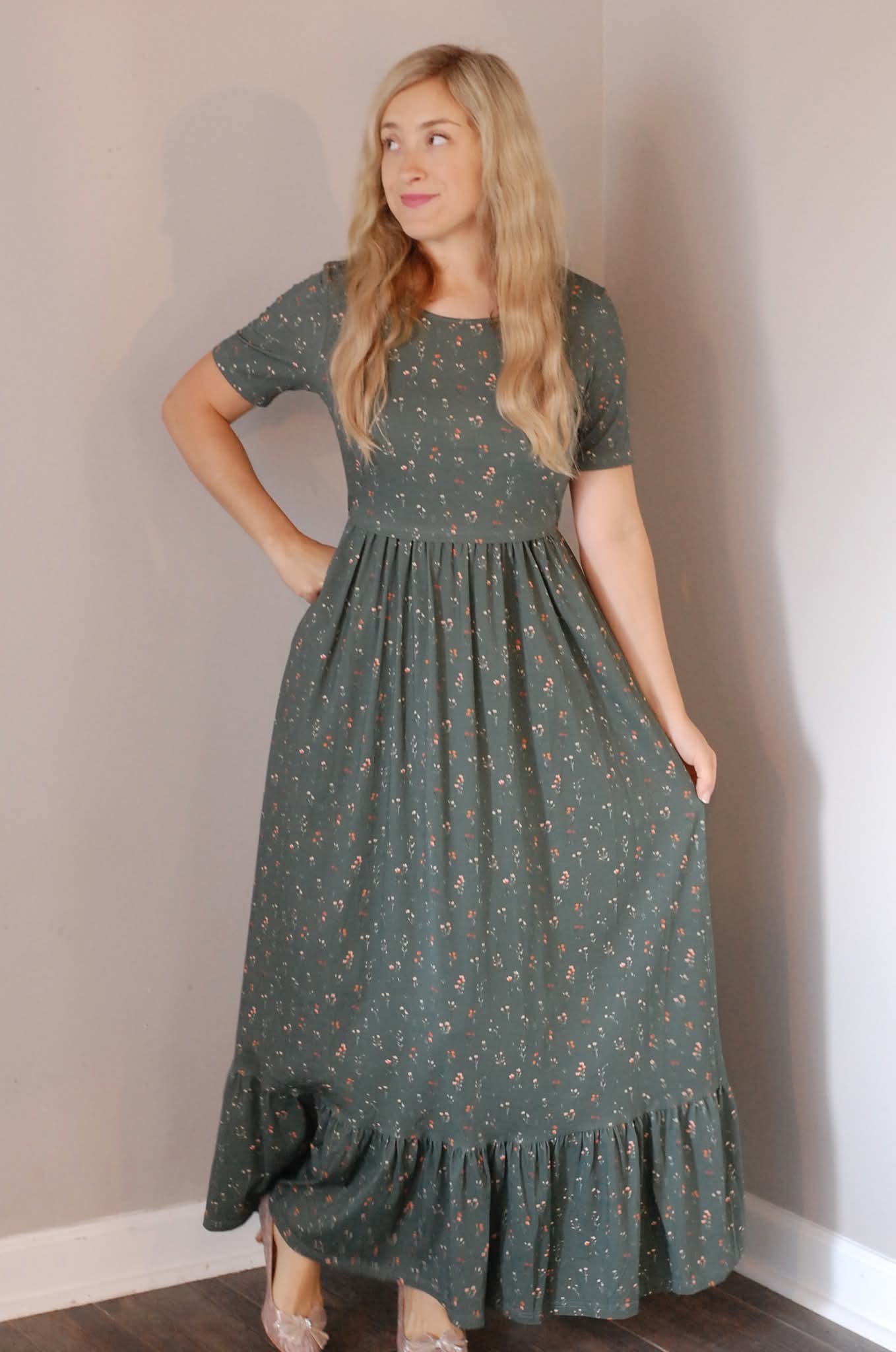 Pre-Order Forest Blooms Cotton Maxi Dress Natural Waist Bodice