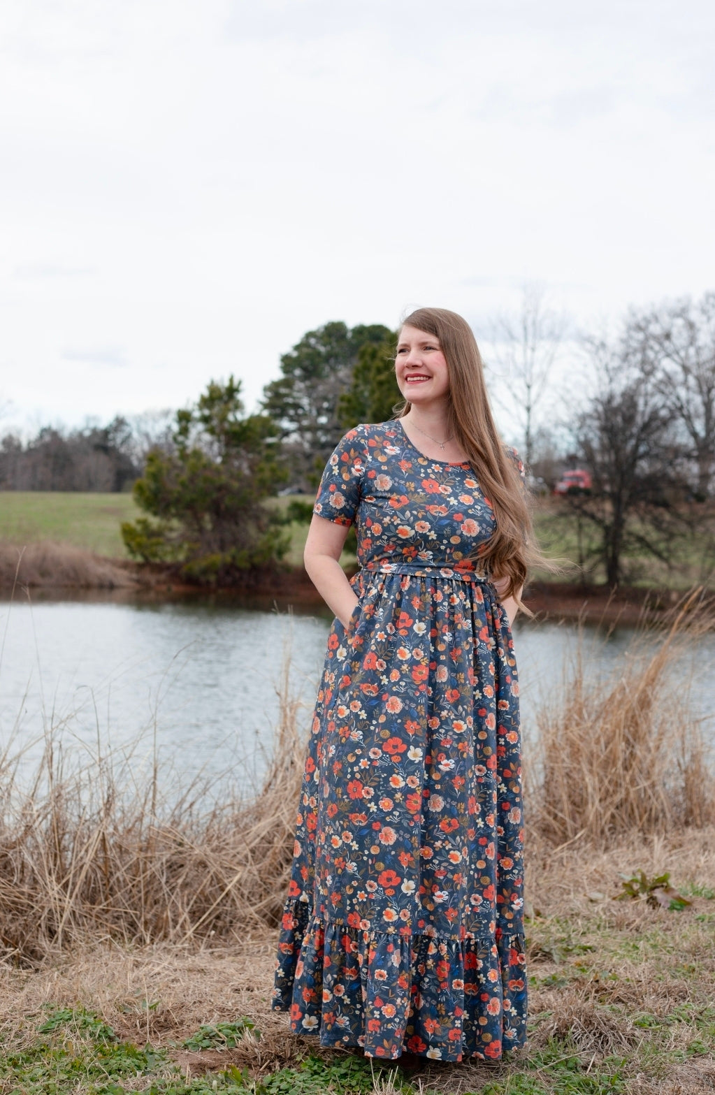 Antique Floral Prarie Style Maxi Dress with Natural Waist Bodice Non-N – The Dress Lady