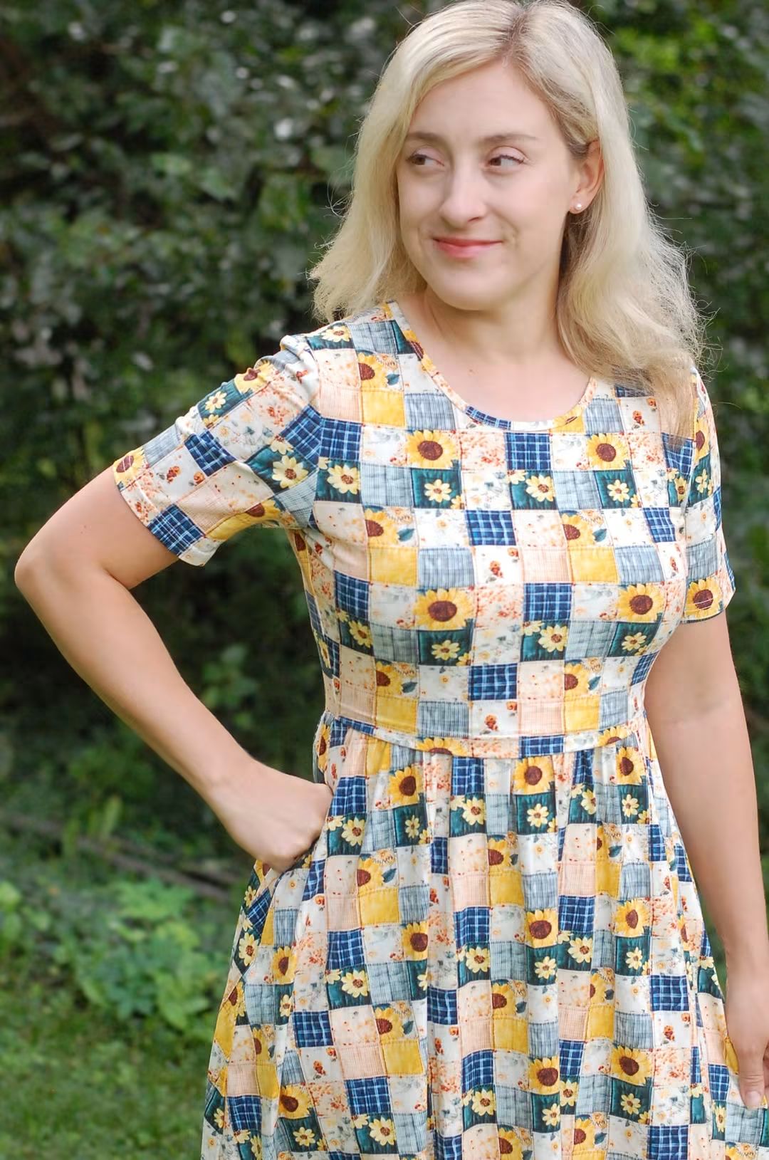 Pre-Order Sunflower Patchwork Cotton Everyday Midi Dress