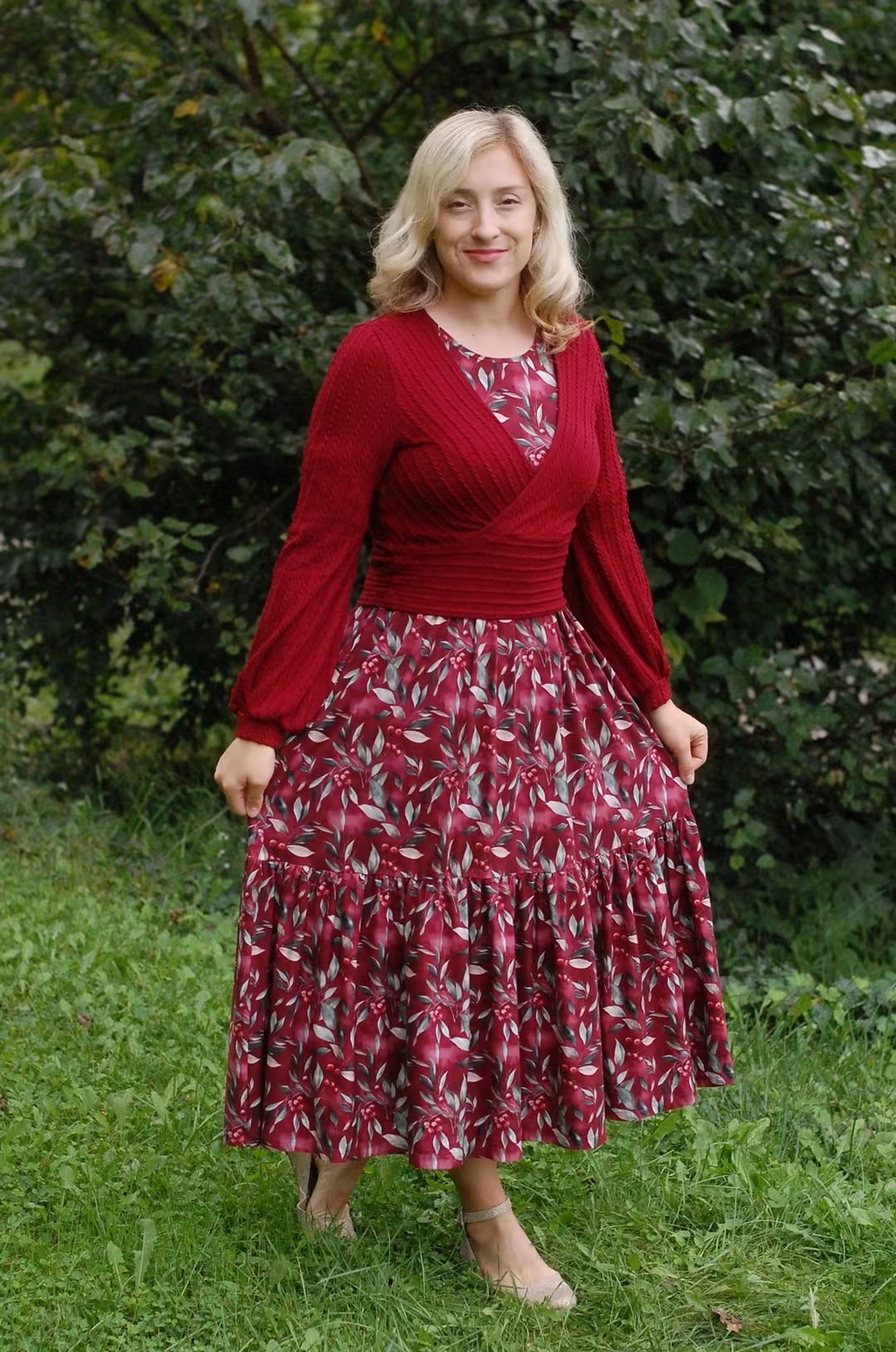 Pre-Order "Winterberry"  Cotton Homestead Ruffle Dress with 3/4 Removable Bow Sleeves